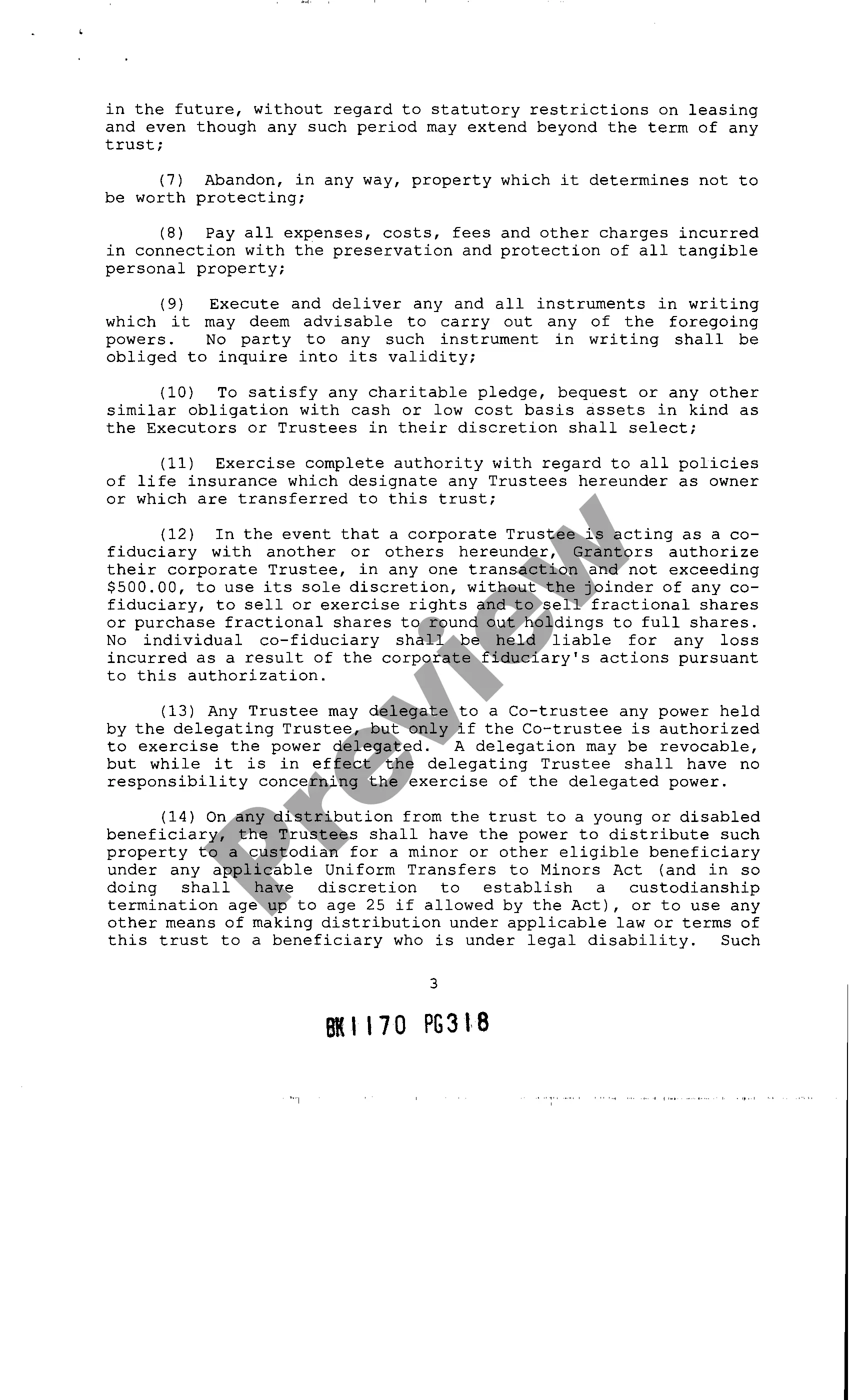 Preview Memorandum of Trust