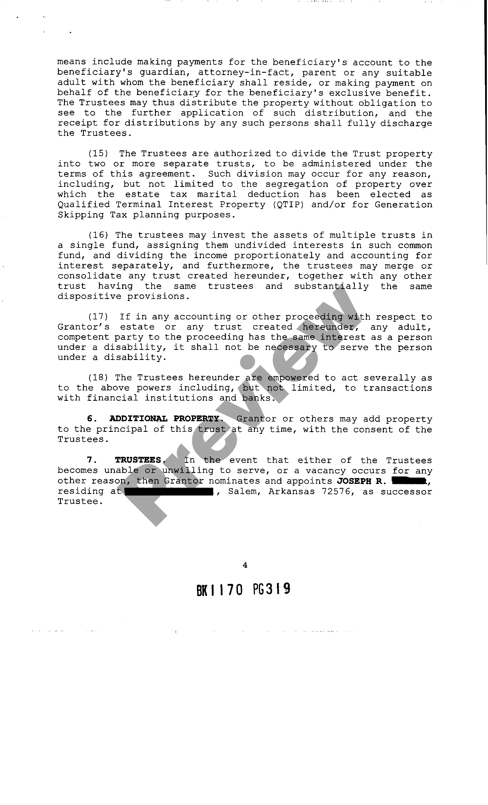 Preview Memorandum of Trust