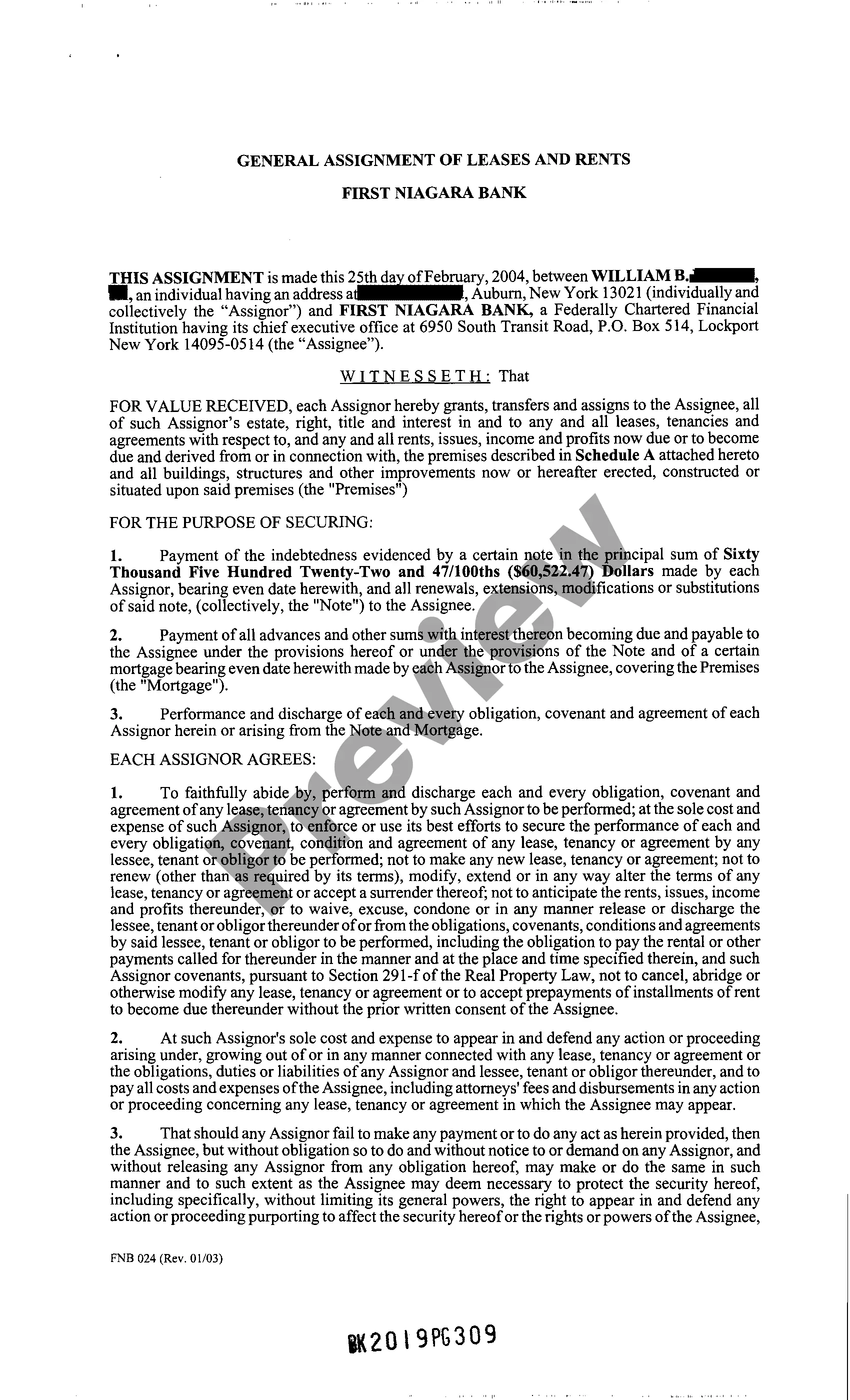 Preview General Assignment of Leases and Rents