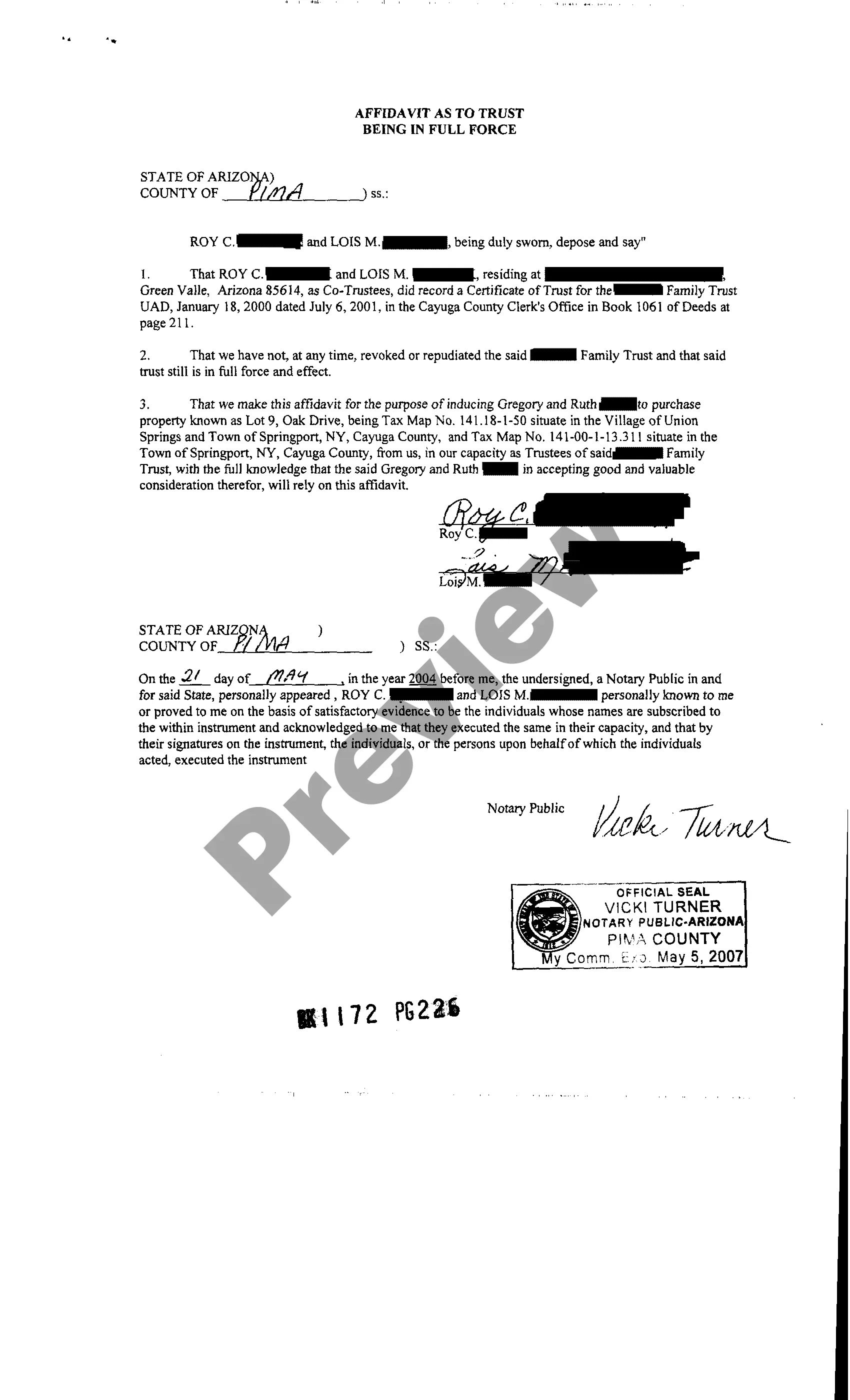 Preview Trust Affidavit