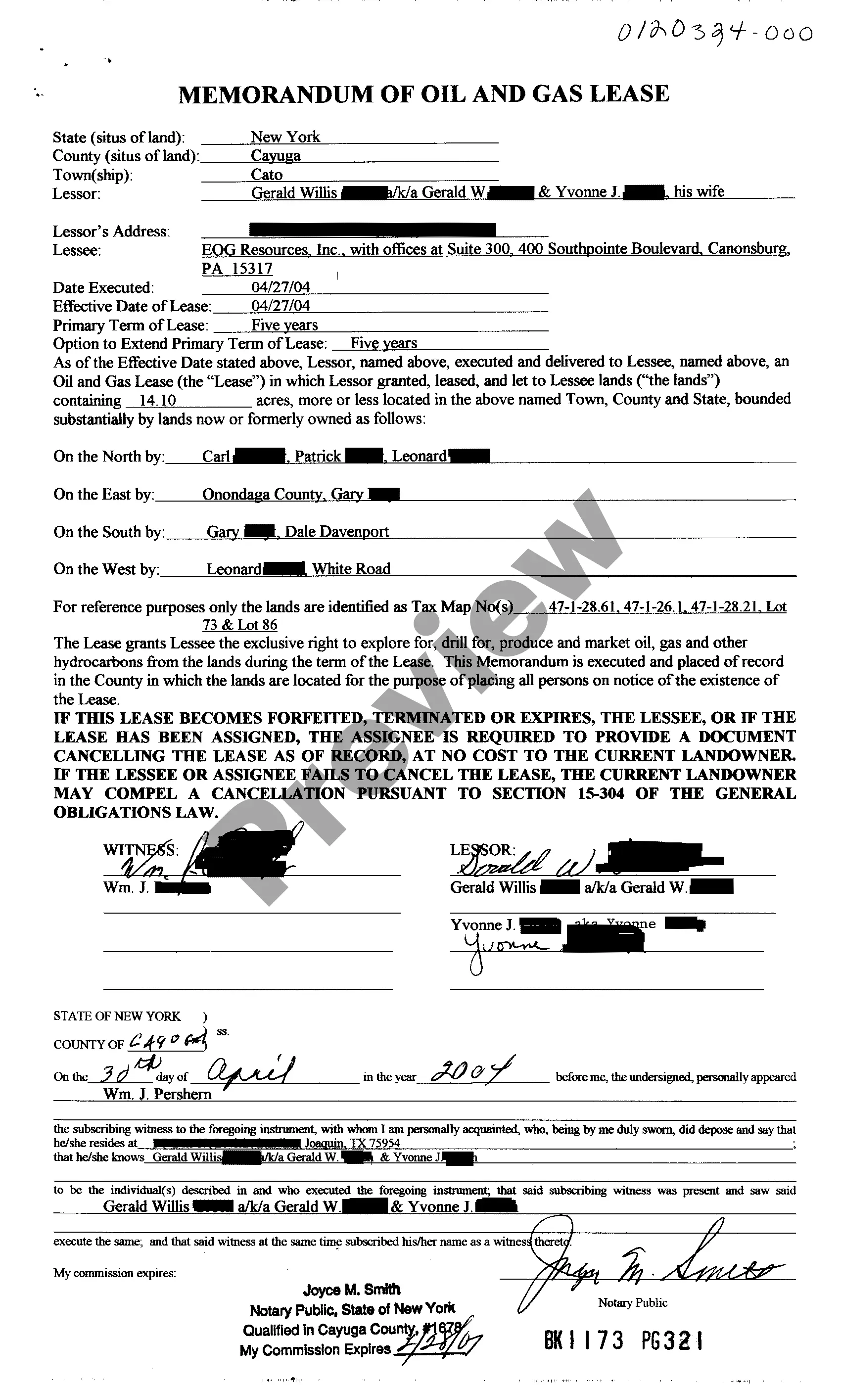 Preview Memorandum of Oil and Gas Lease