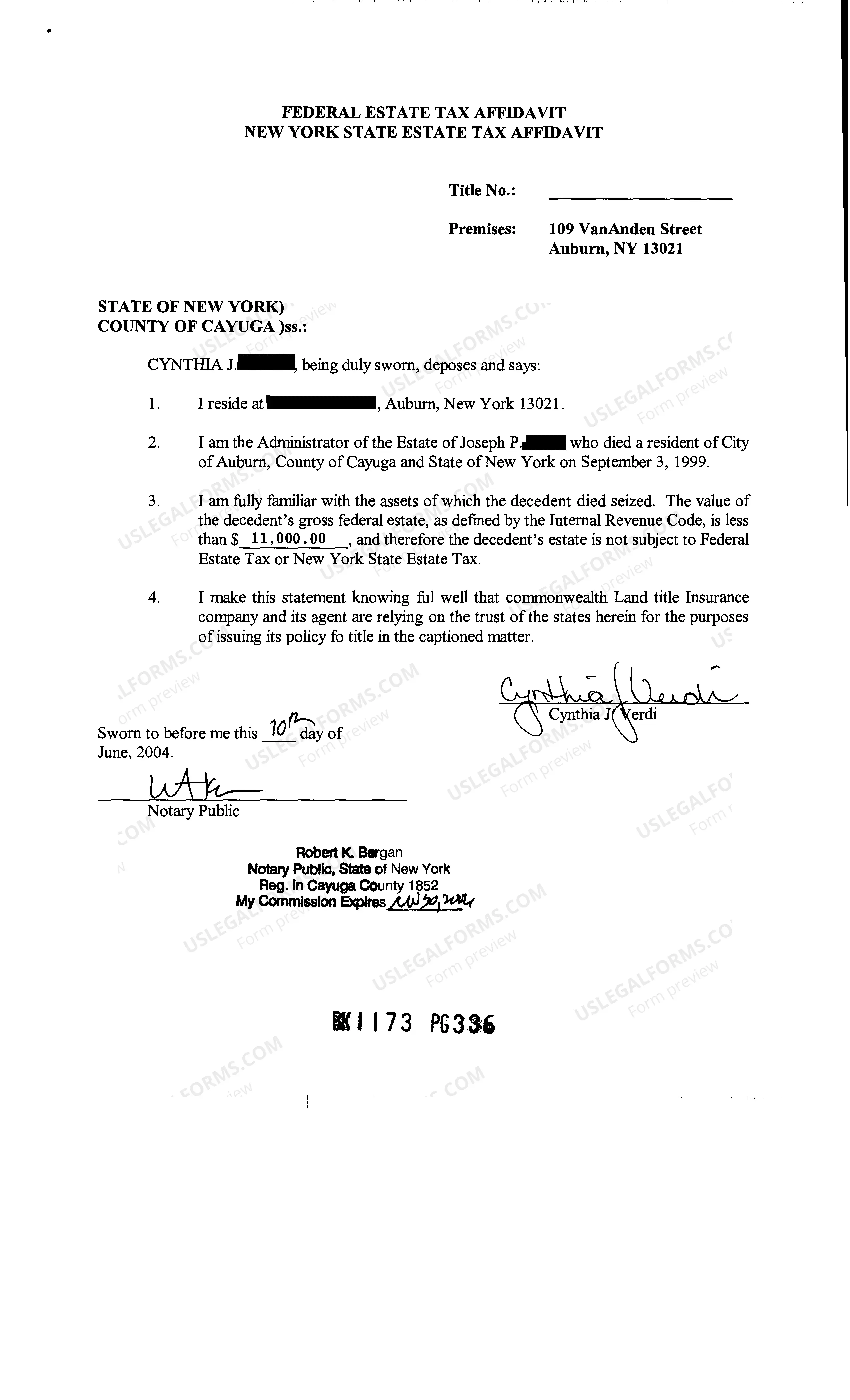 Preview Federal Estate Tax Affidavit