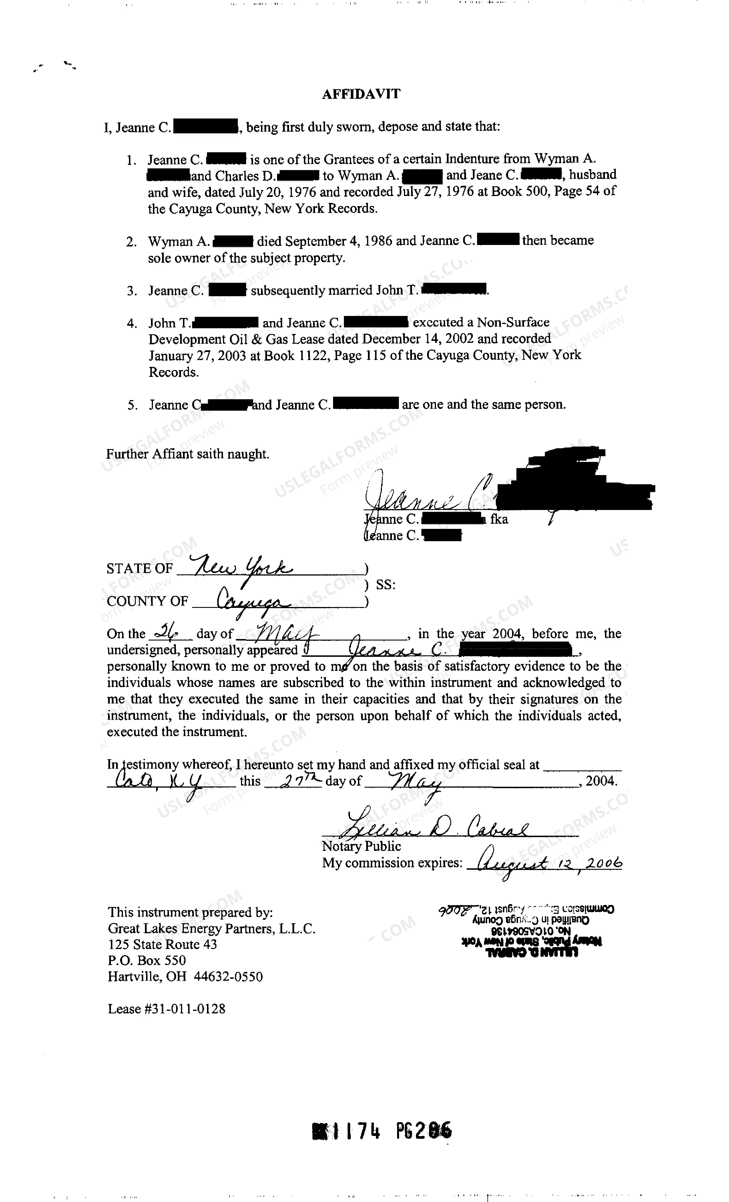 Preview Lessor's Affidavit