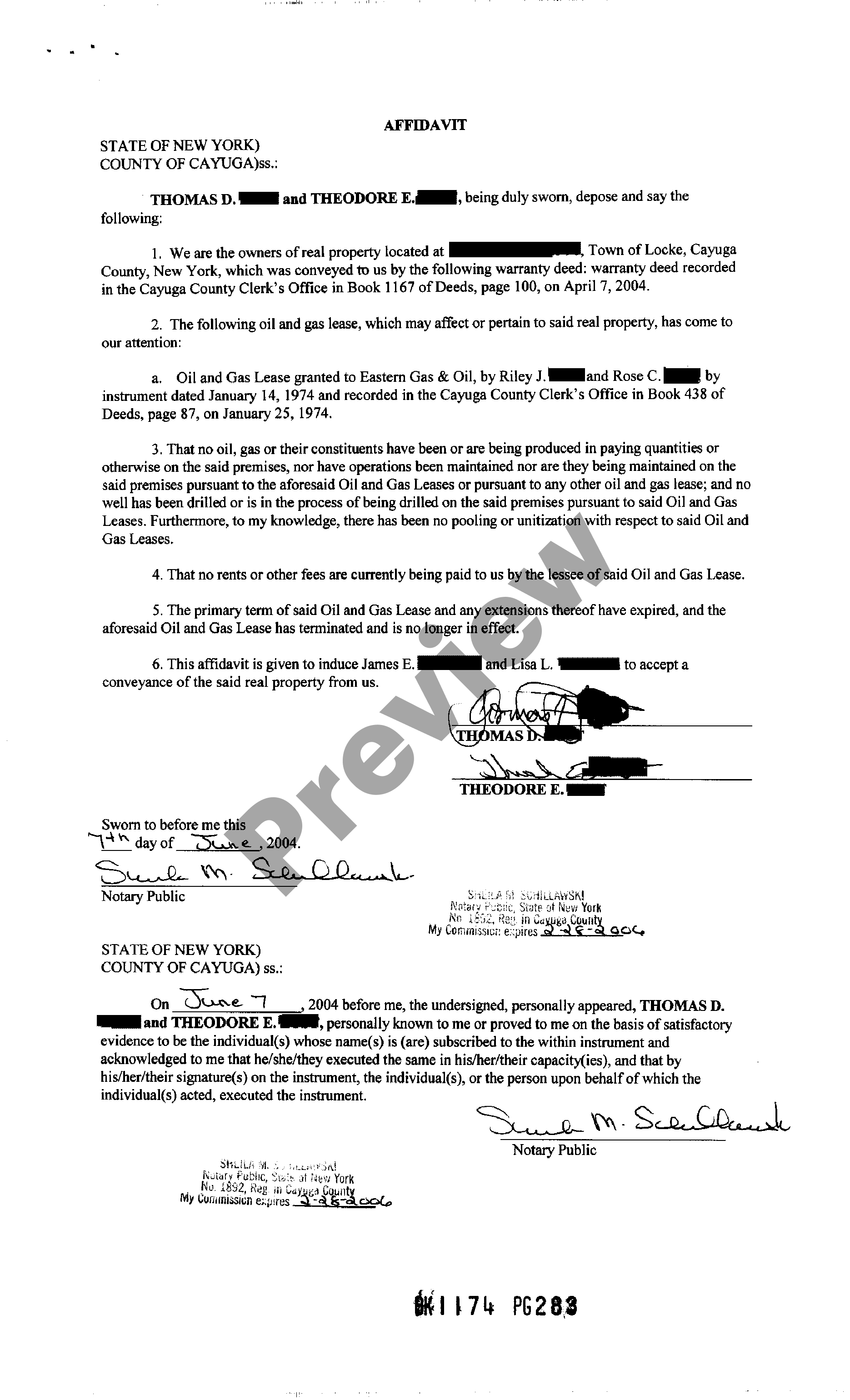 Bronx New York Affidavit of Oil and Gas Lease | US Legal Forms