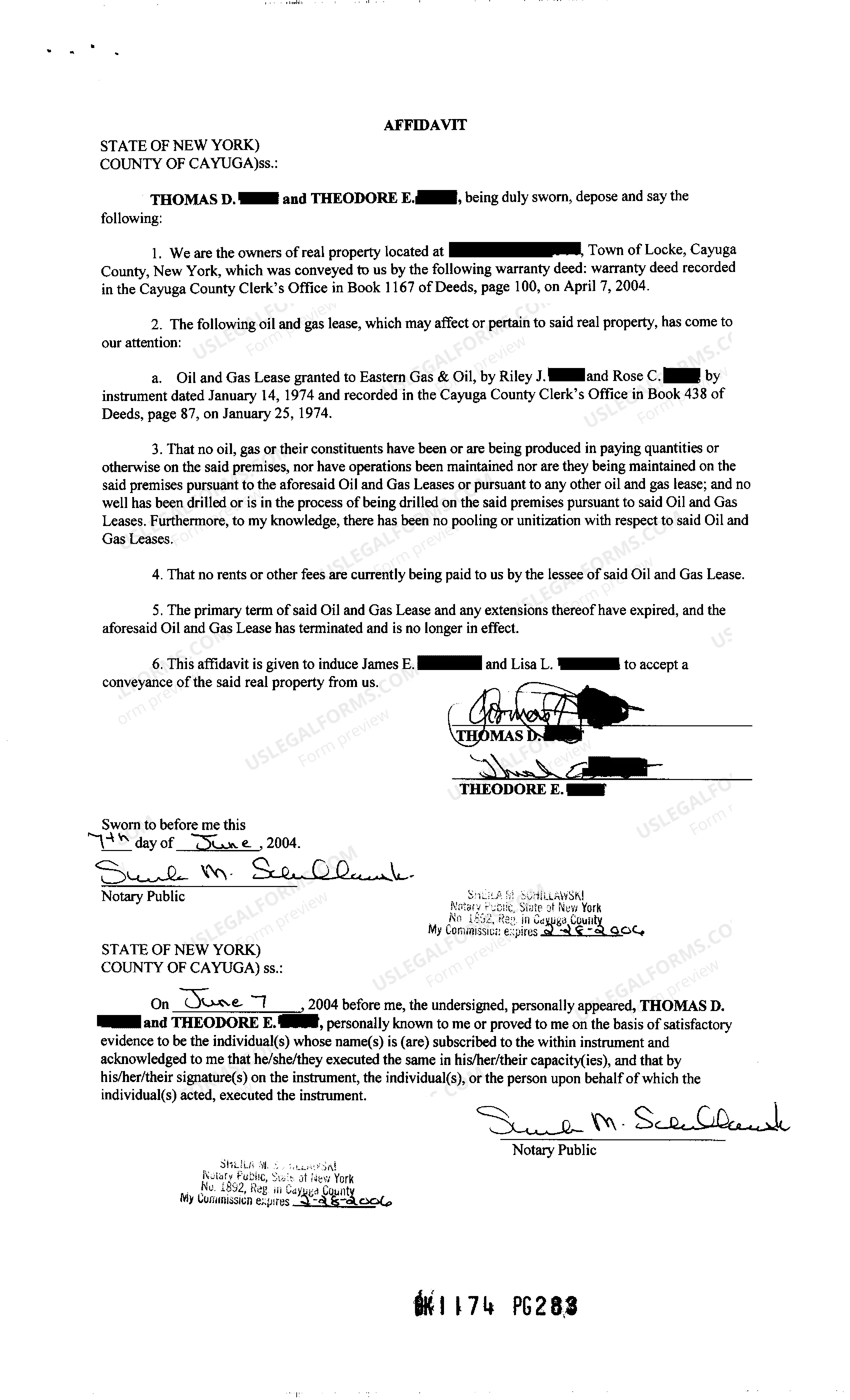 Preview Affidavit of Oil and Gas Lease
