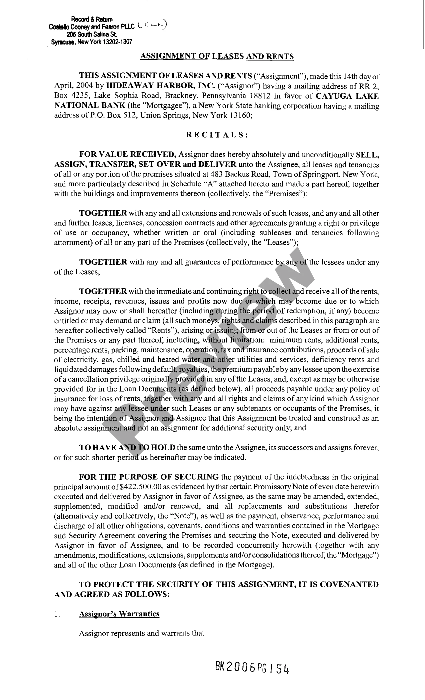 Get Assignment of Rents and Leases Preview Assignment of Rents and Leases