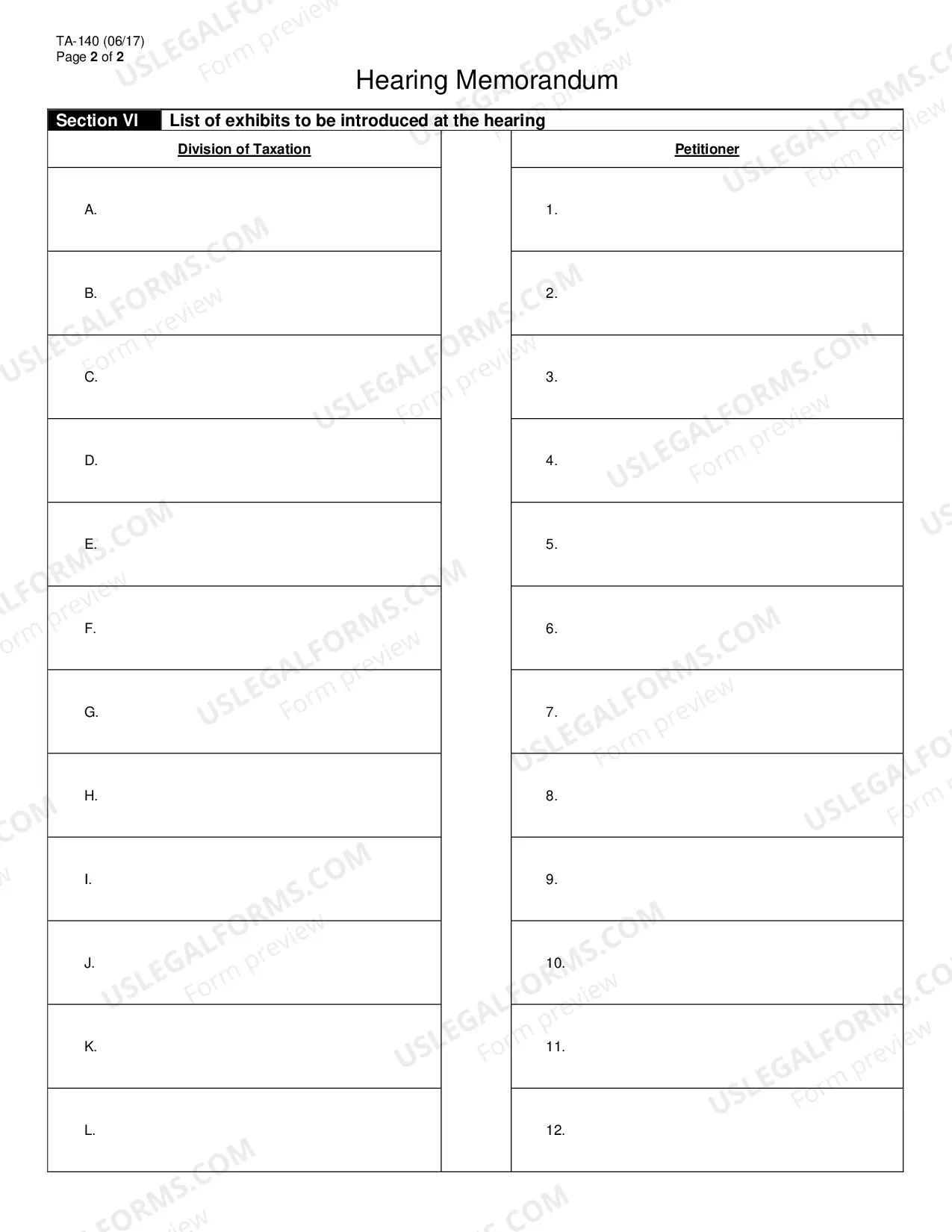 Preview Hearing Memorandum