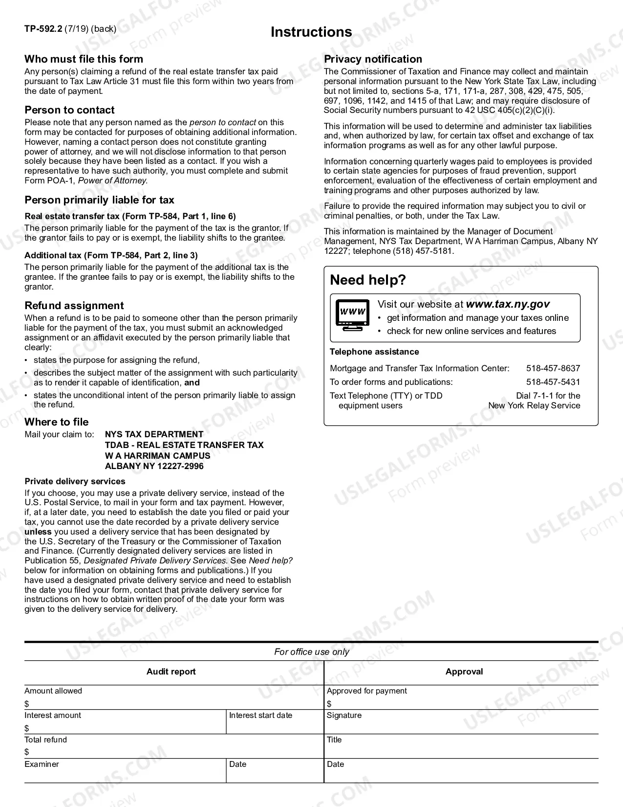 Preview Real Estate Transfer Tax Claim for Refund