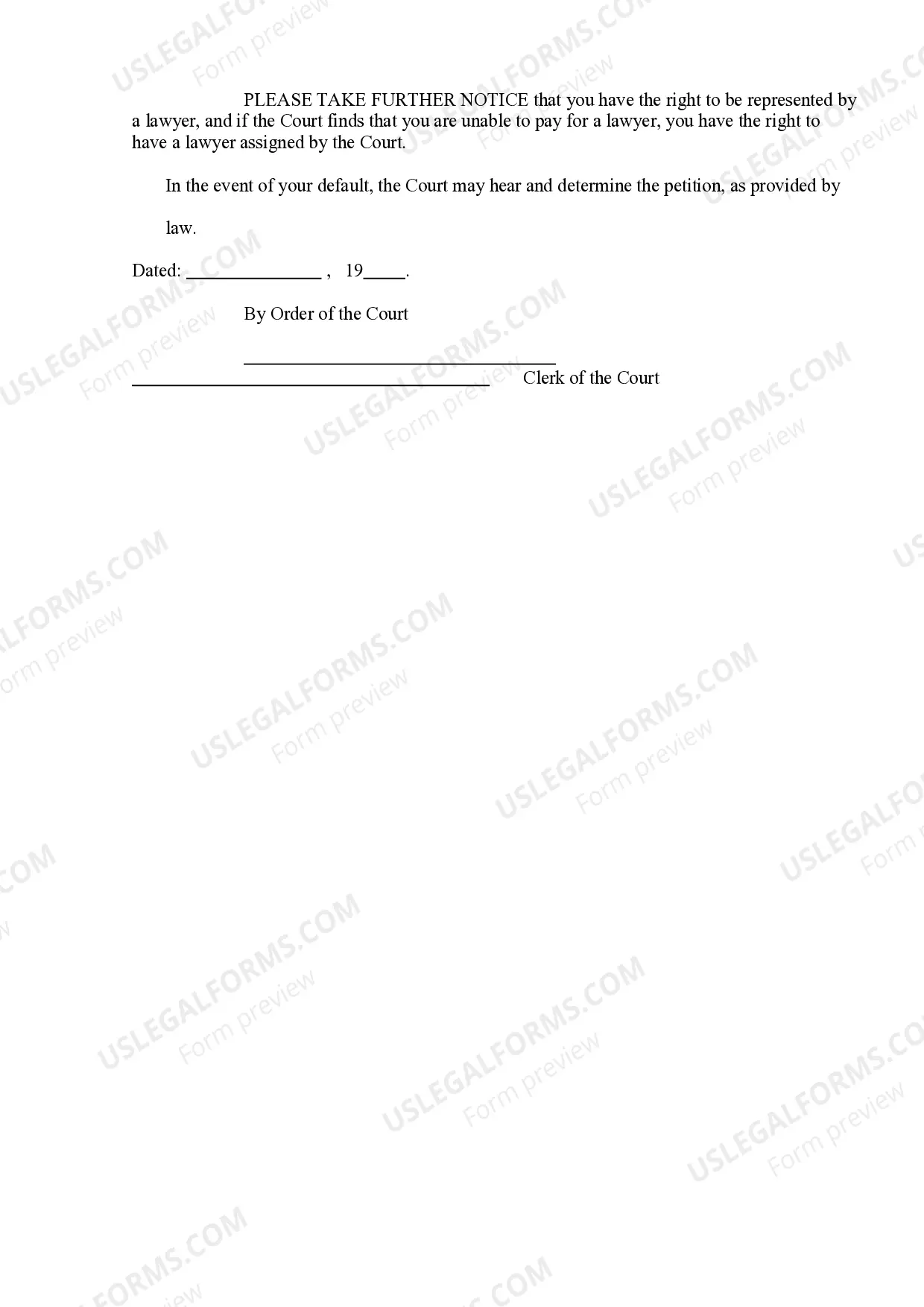 Preview Summons (Termination of Parental Rights)