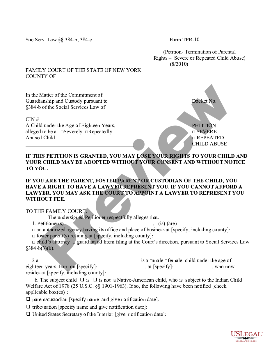 page 0 Petition - Severely or Repeatedly Abused Child preview