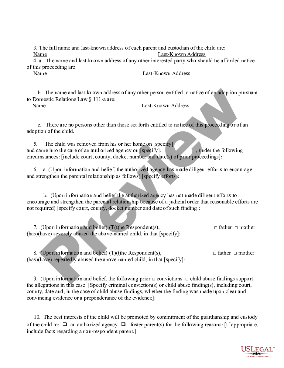 page 1 Petition - Severely or Repeatedly Abused Child preview