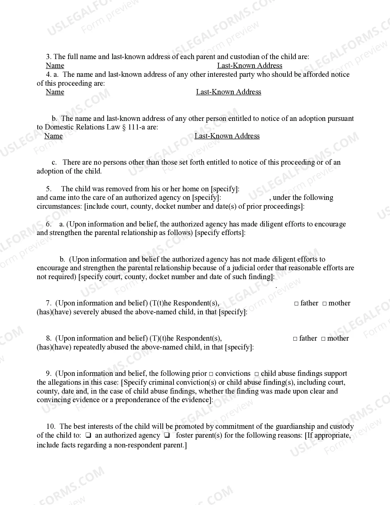 Preview Petition Severe Or Repeated Child Abuse