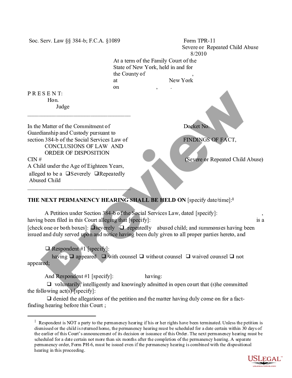 page 0 Order of Disposition - Severely or Repeatedly Abused Child preview