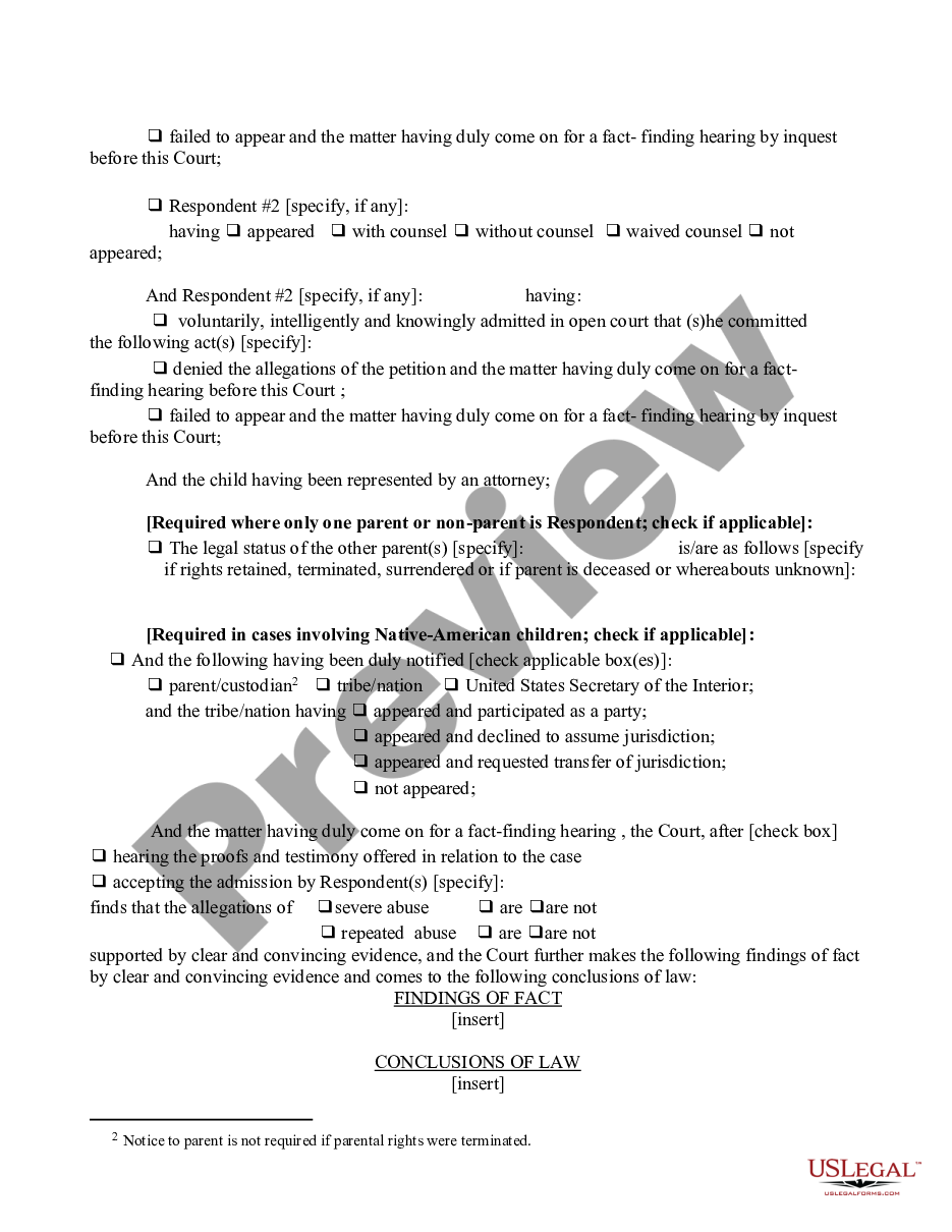 page 1 Order of Disposition - Severely or Repeatedly Abused Child preview