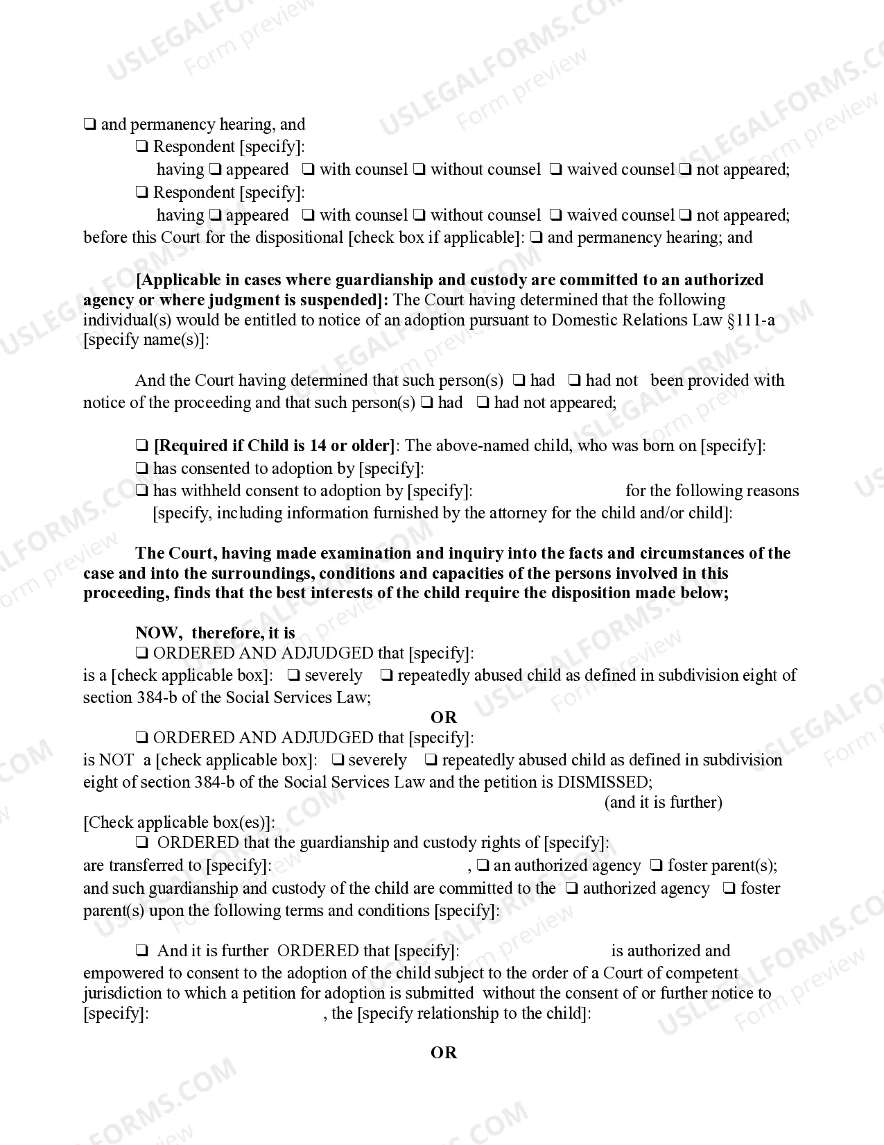 Preview Findings of Fact Conclusions of Law And Order of Disposition (Severe Or Repeated Child Abuse)