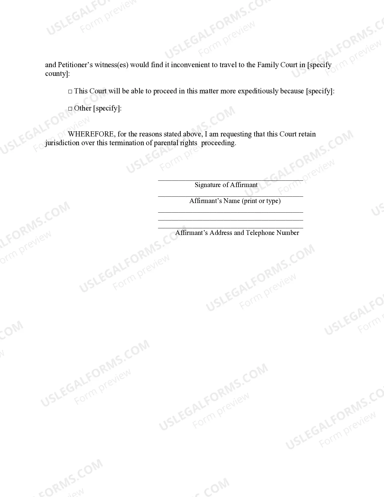 Preview Affirmation Regarding Venue