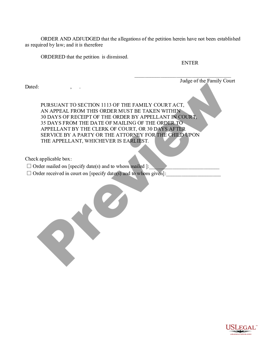form Order Dismissing Petition preview