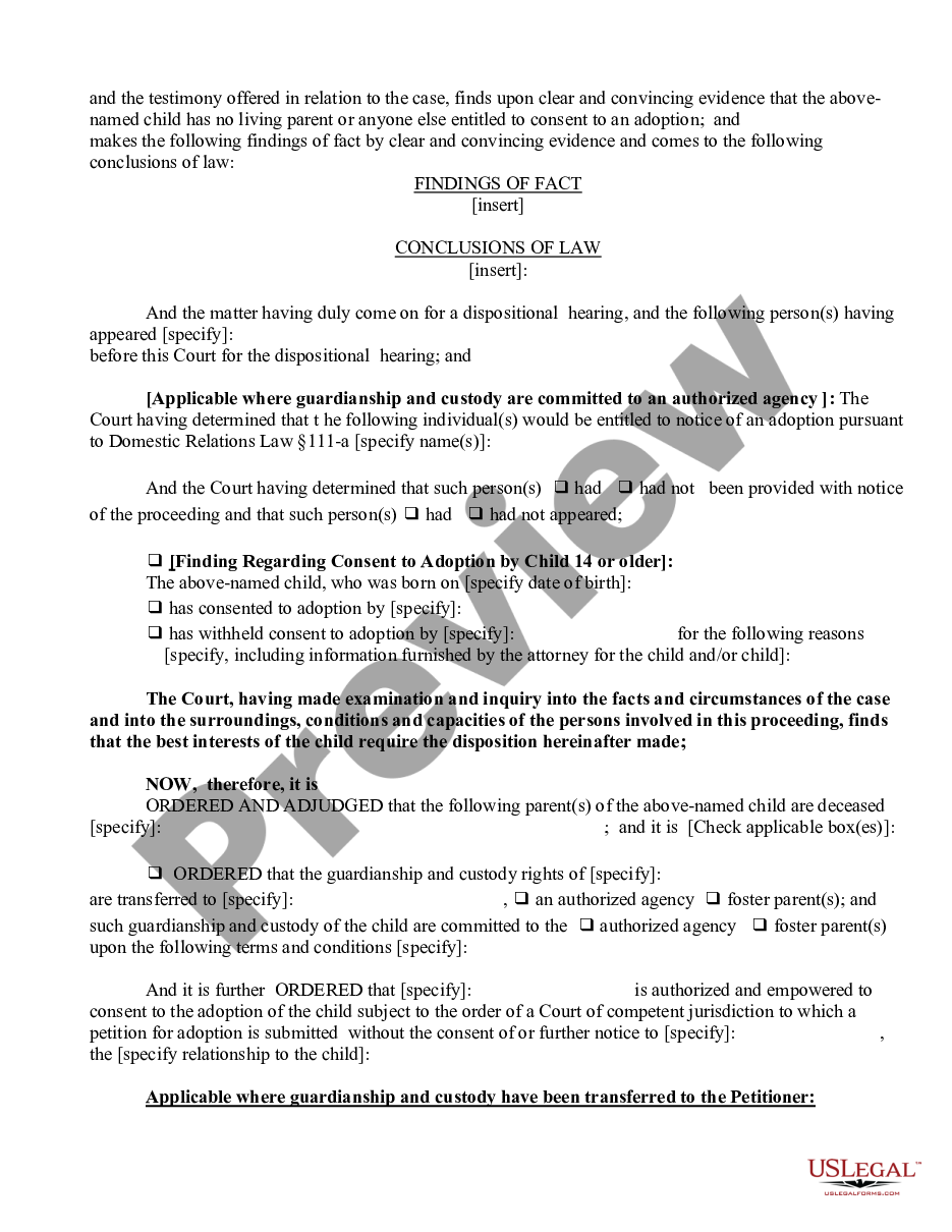 page 1 Order of Disposition - Parents Deceased preview