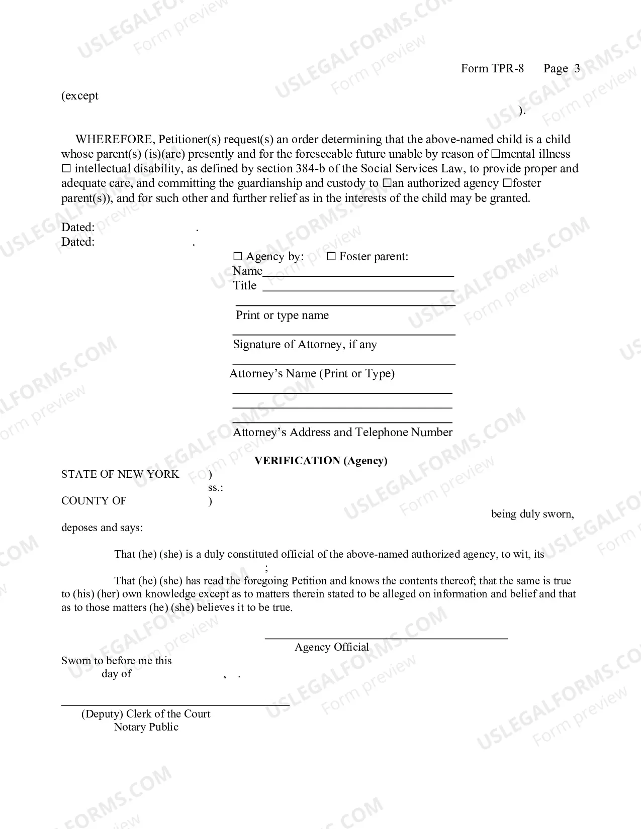Preview Petition (Termination of Parental Rights - Mental Illness-Retardation)