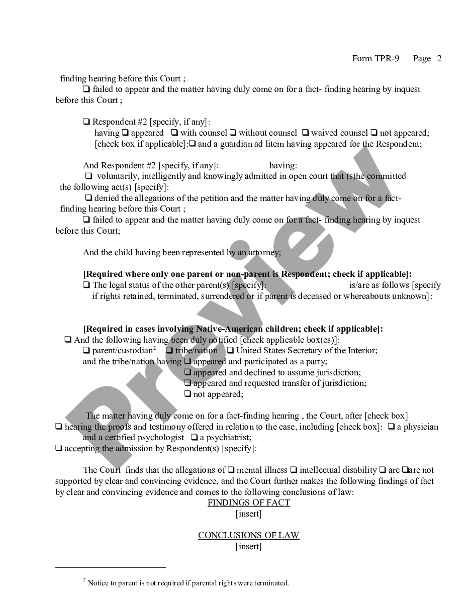 page 1 Order of Disposition - Mental Illness or Mental Retardation of Parents preview