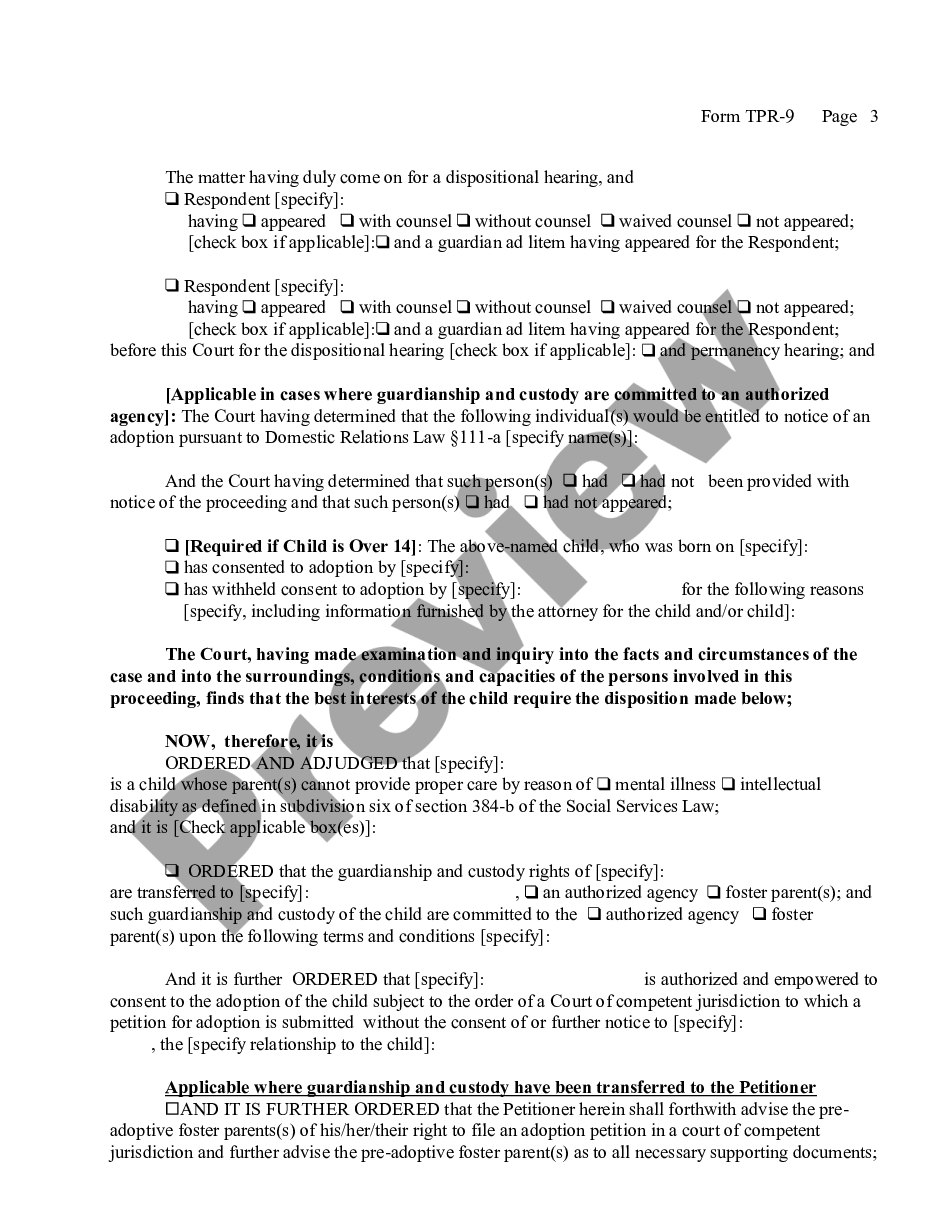 page 2 Order of Disposition - Mental Illness or Mental Retardation of Parents preview