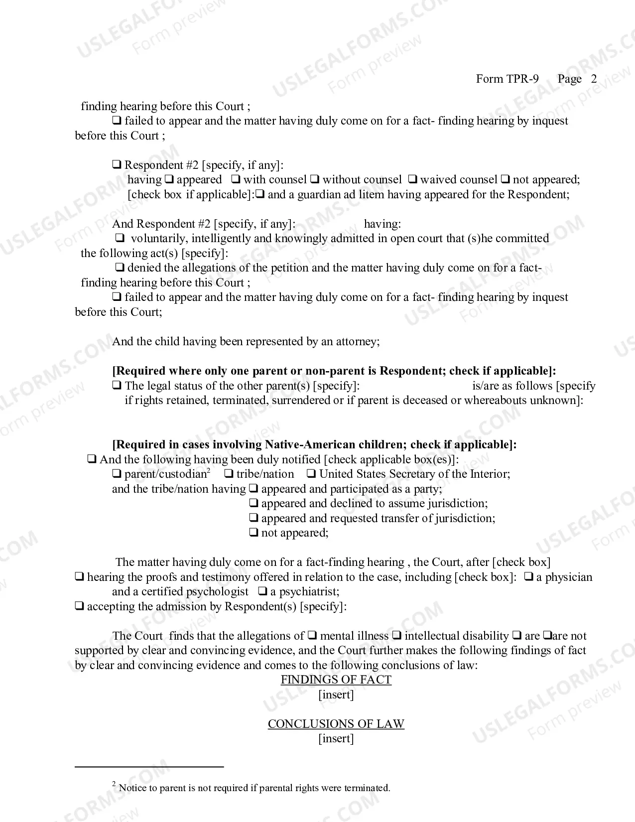 Preview Findings of Fact Conclusions of Law And Order of Disposition (Parents Mental Illness-Retardation)