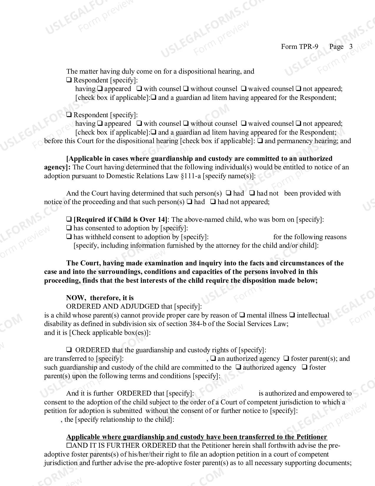 Preview Findings of Fact Conclusions of Law And Order of Disposition (Parents Mental Illness-Retardation)