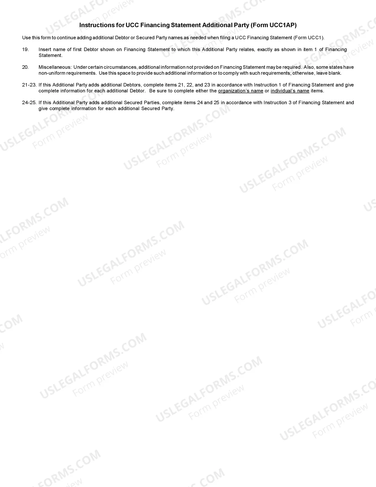 Preview New York UCC1 Financing Statement Additional Party