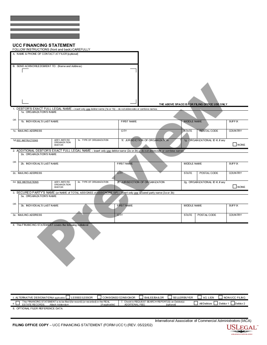 page 0 New York UCC1 Financing Statement preview
