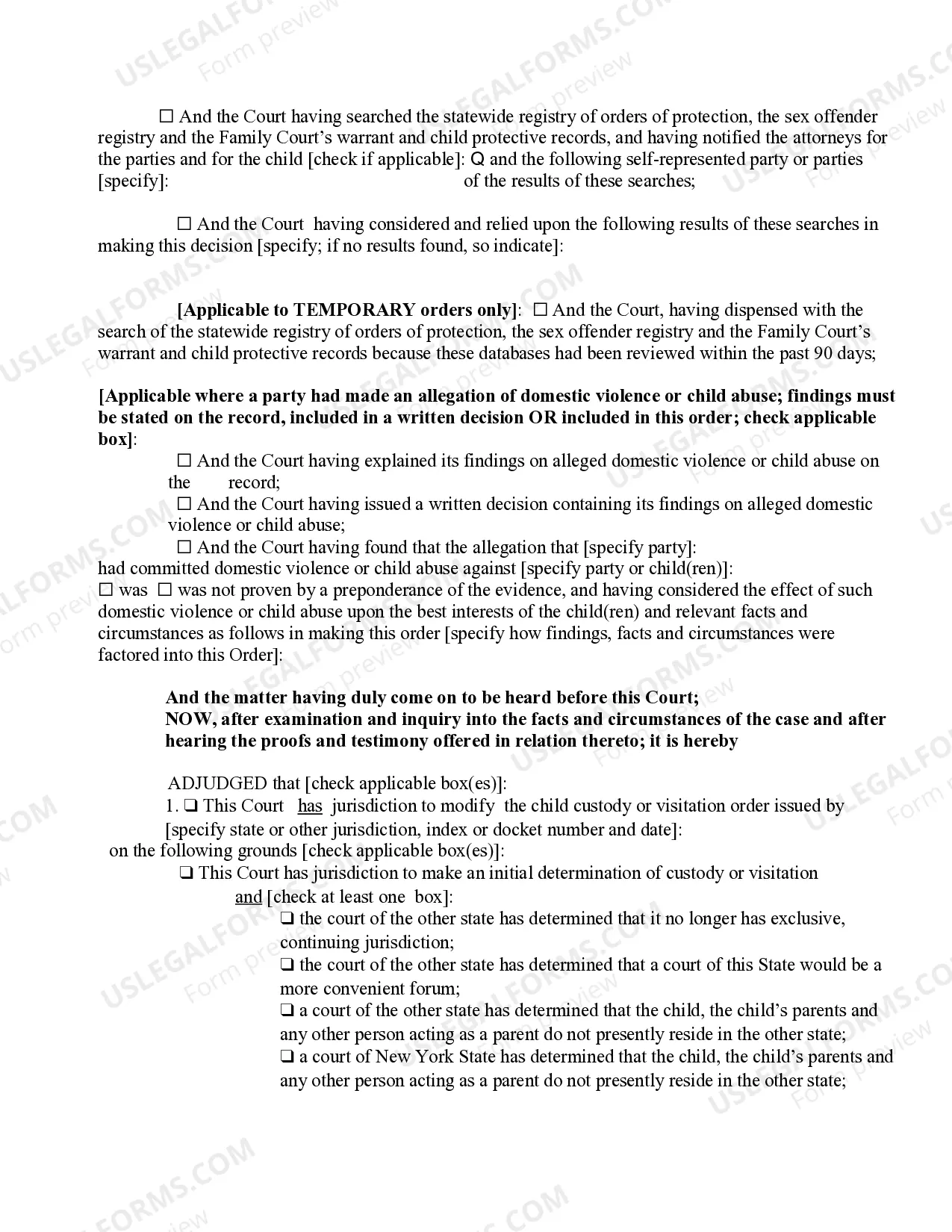 Preview Final Or Temporary Order On Petition To Modify Order of Custody Or Visitation