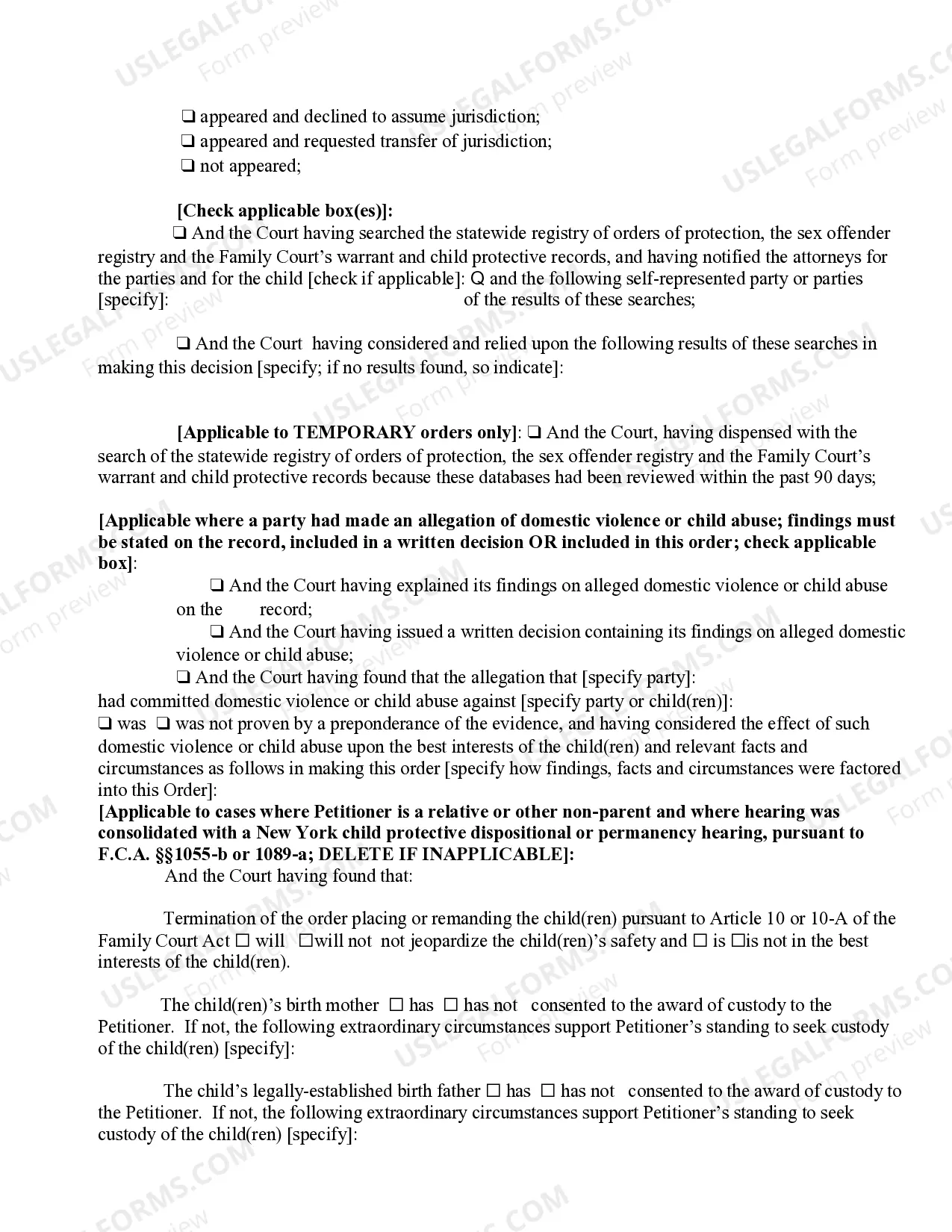 Preview Final Or Temporary Order On Petition For Custody Or Visitation