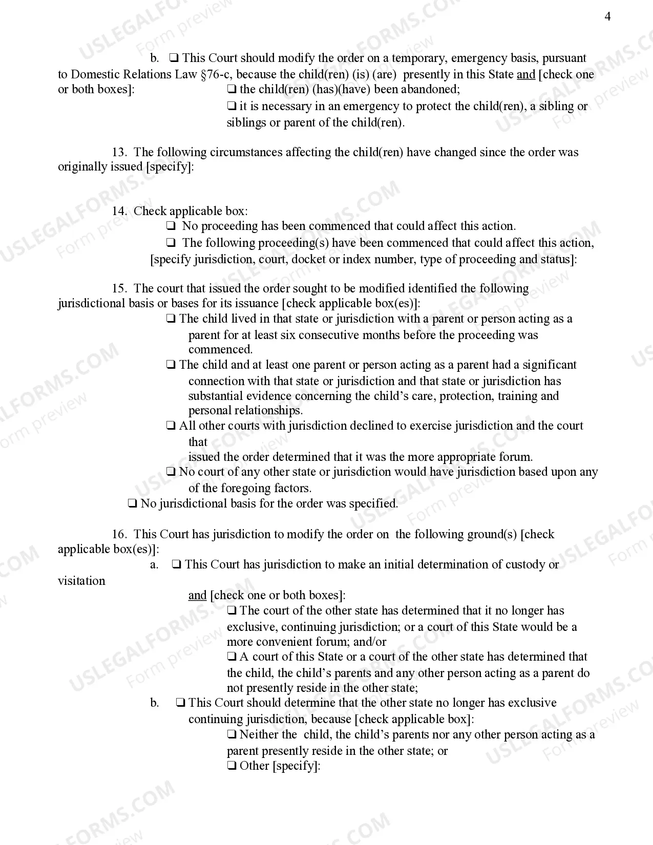 Preview Petition To Modify Custody Or Visitation Order