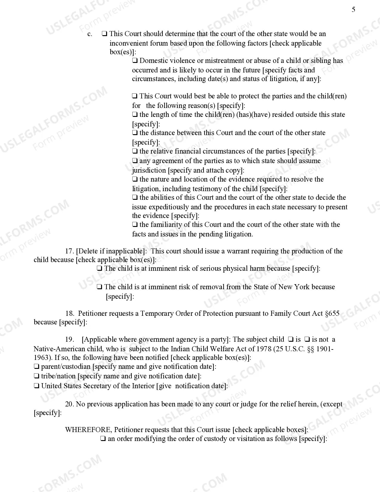 Preview Petition To Modify Custody Or Visitation Order