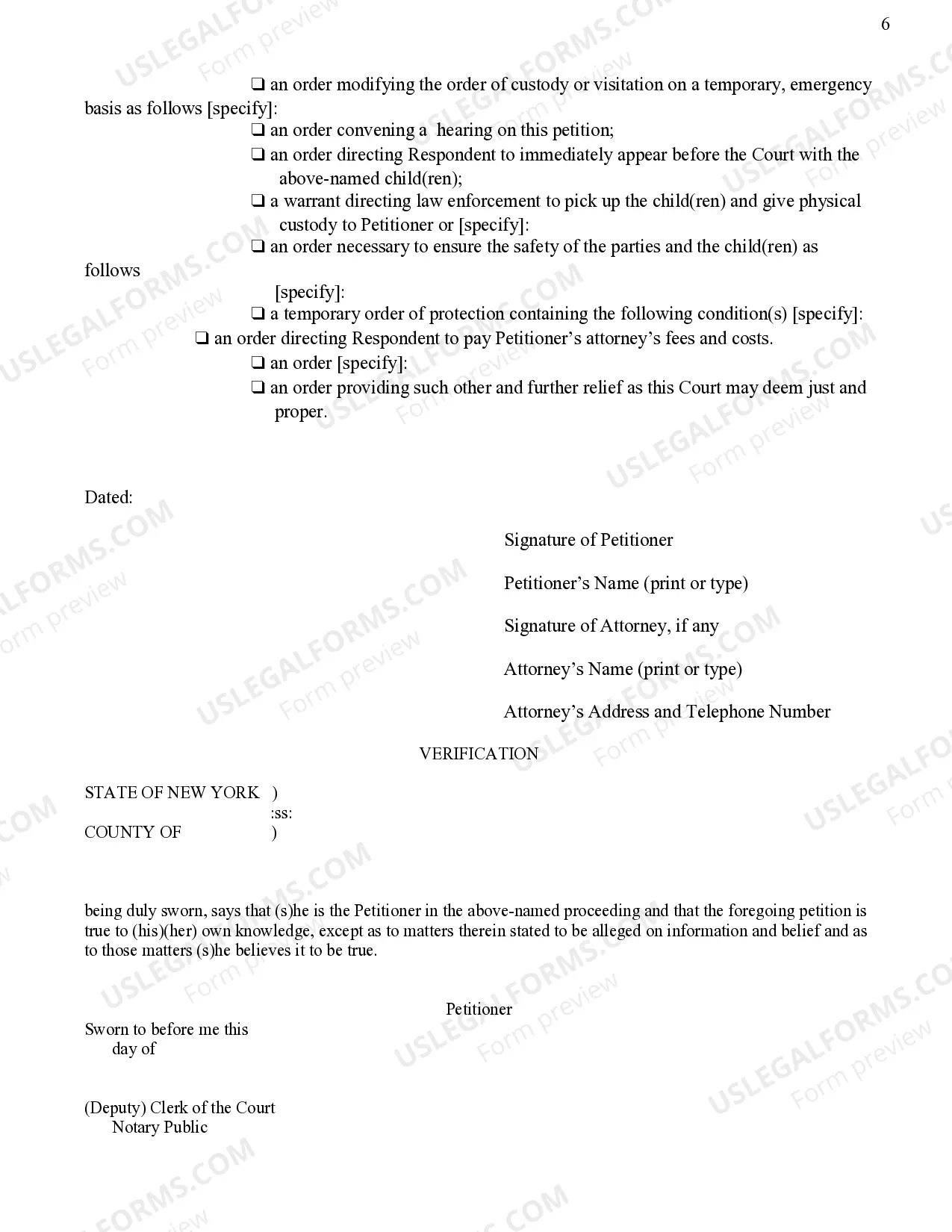 Preview Petition To Modify Custody Or Visitation Order