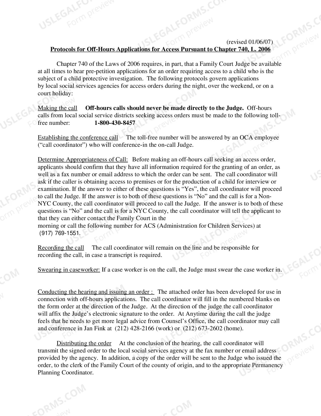 Preview Order On Application For Access To Child(ren) And-Or Home (Before Petition Filed-Off Hours)