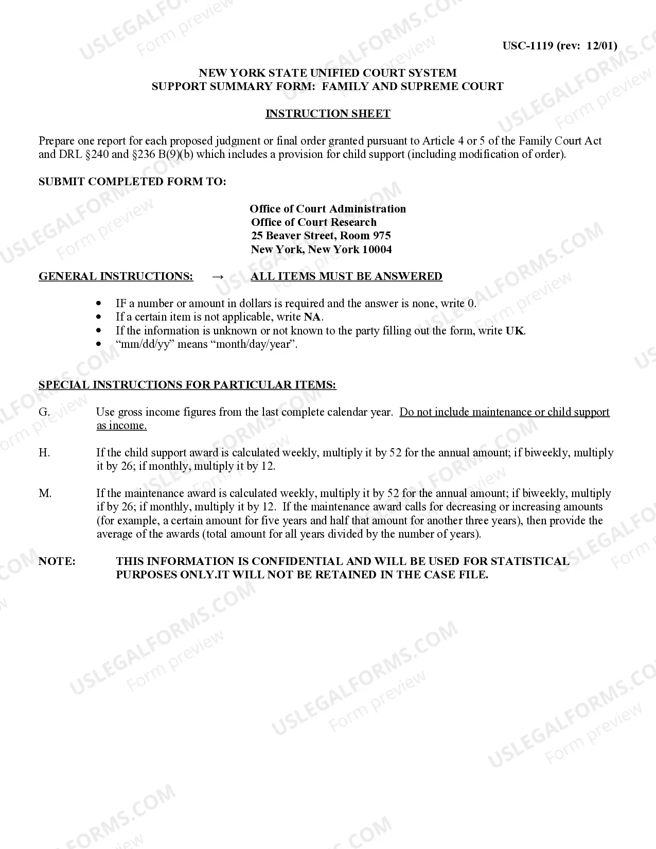 Preview Child Support Summary Formpdf