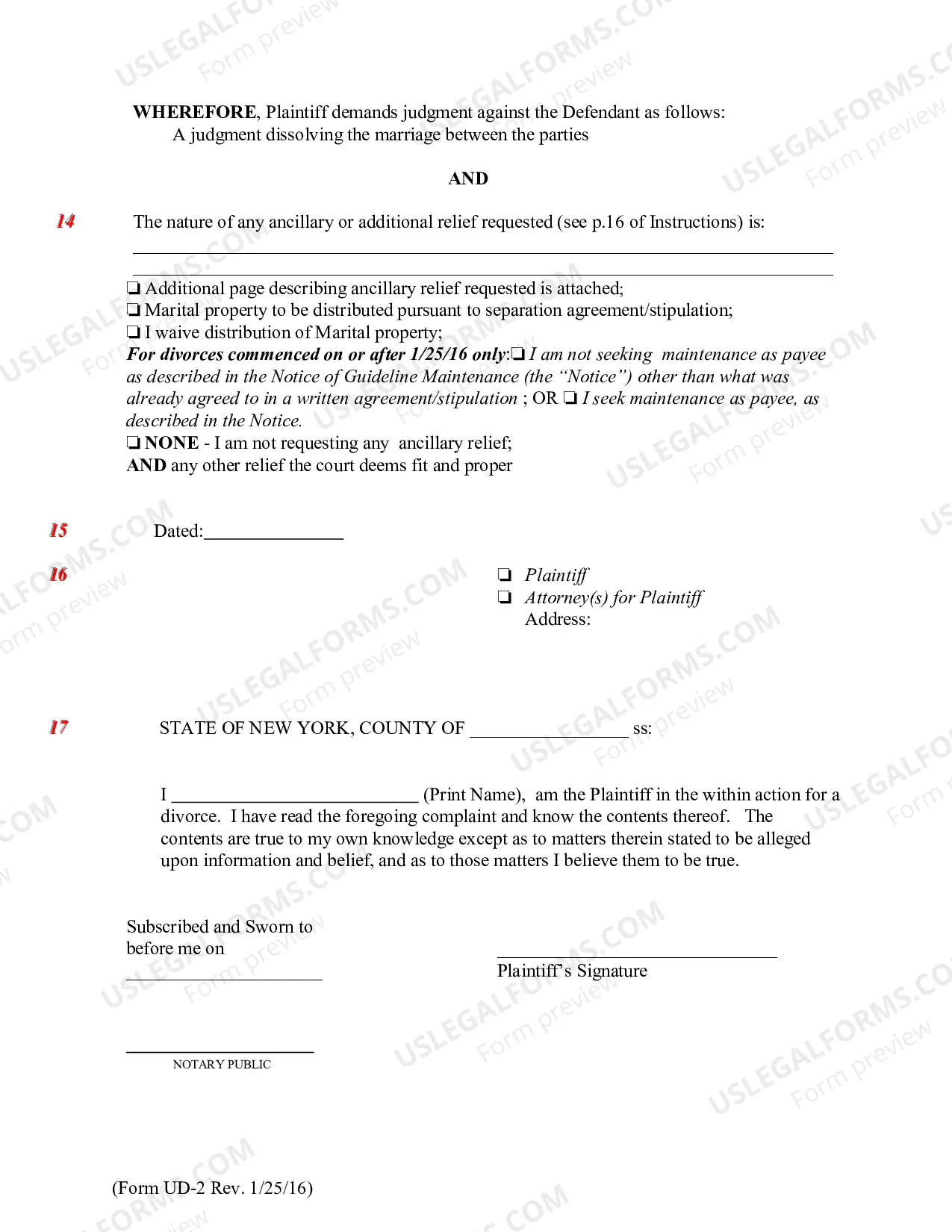 Preview Verified Complaint Action For Divorce