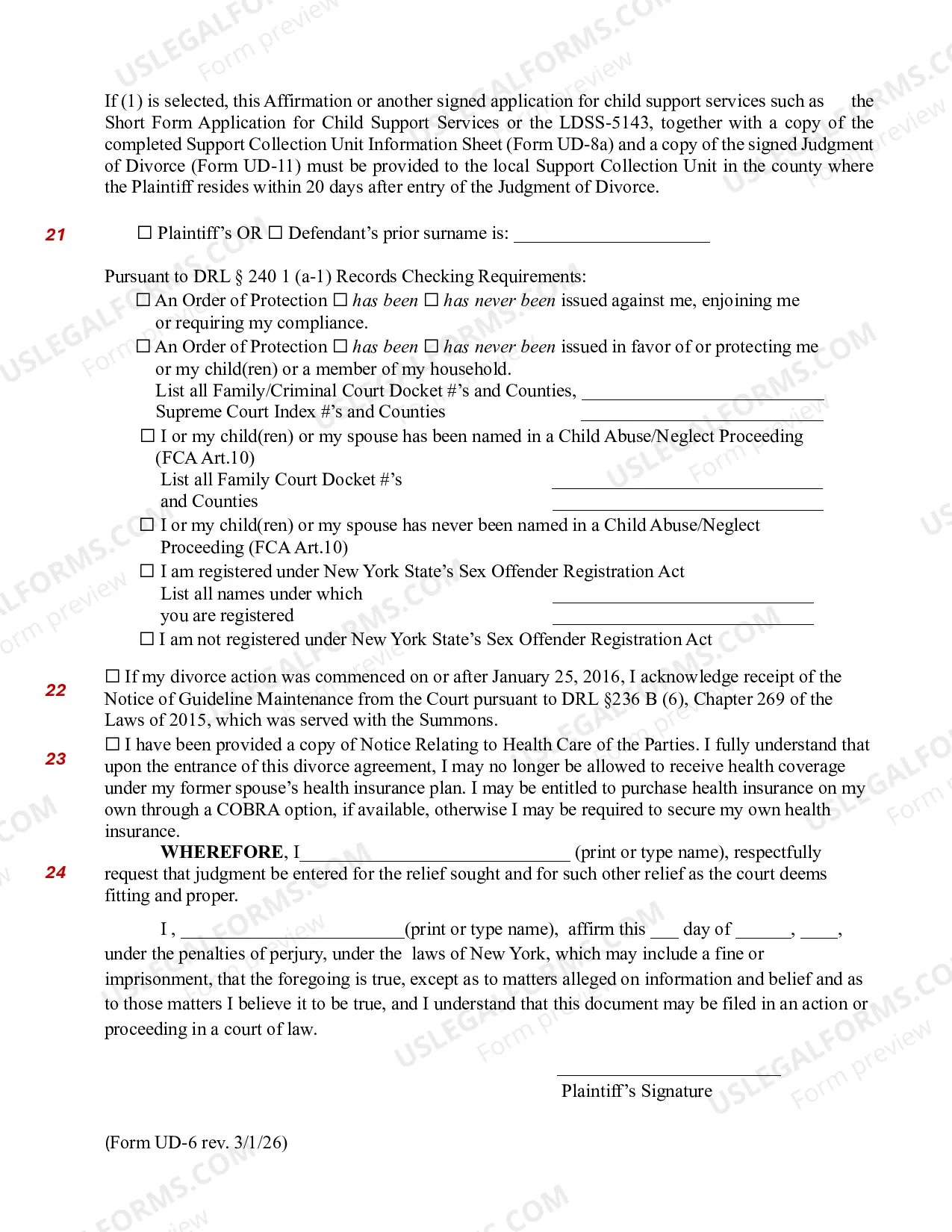 Preview Affidavit of Plaintiff