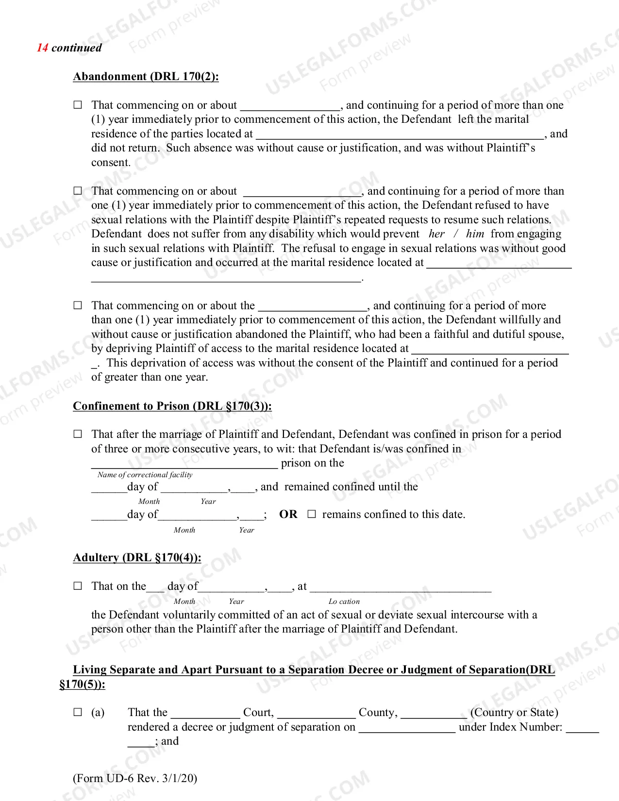 Preview Affidavit of Plaintiff (form UD-6)