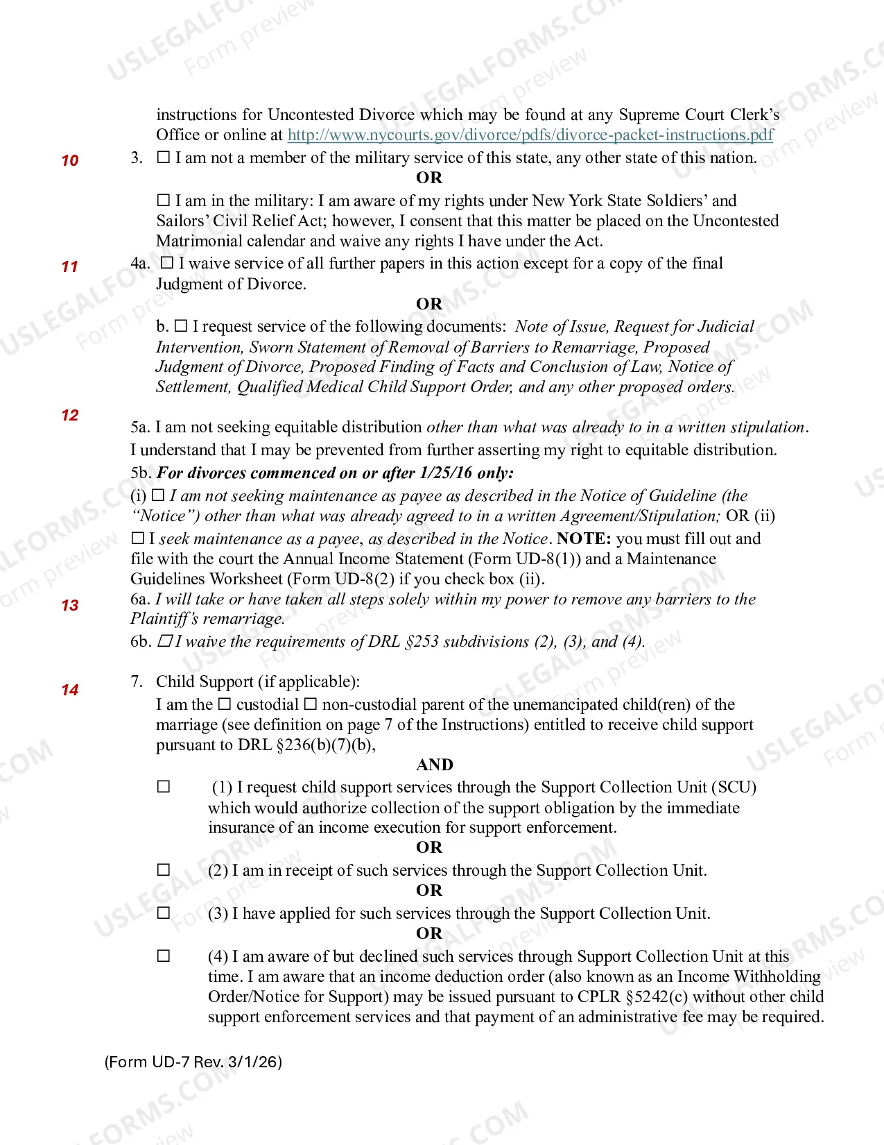 Preview Affidavit of Defendant (UD-7)