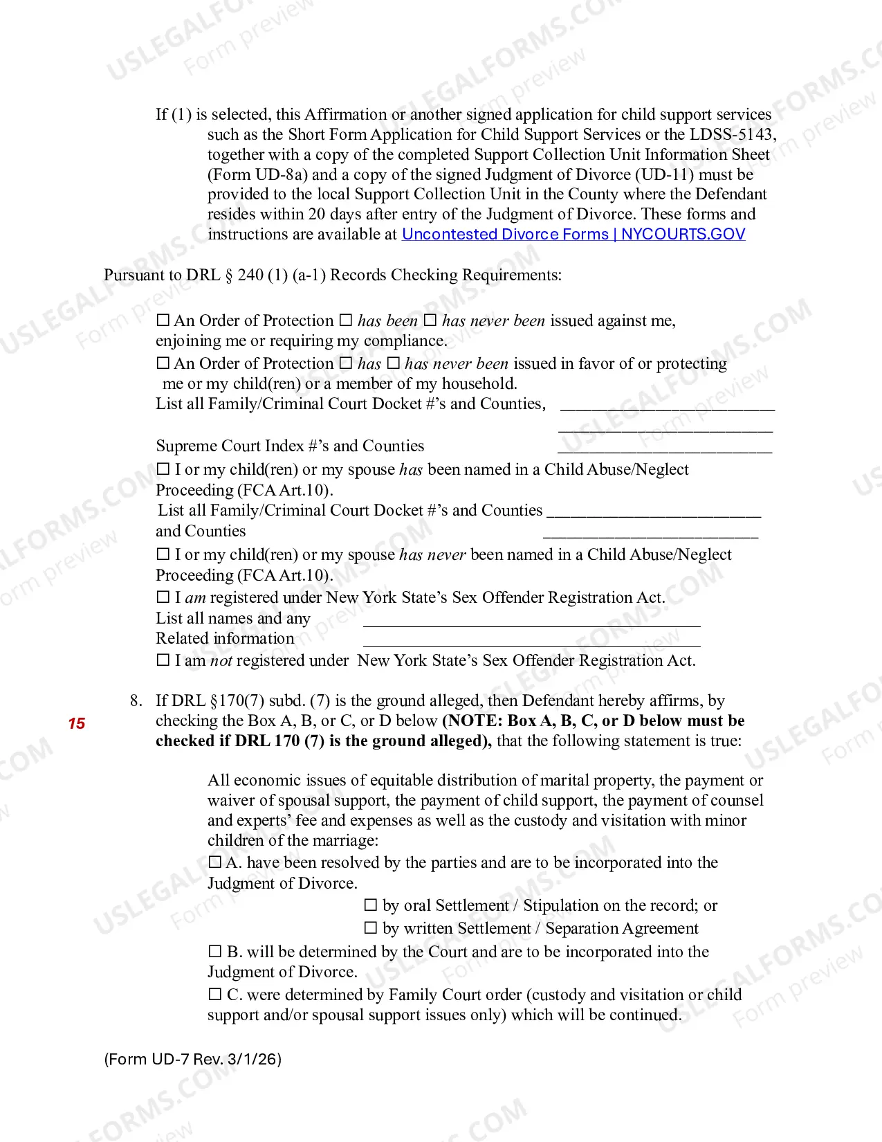 Preview Affidavit of Defendant (UD-7)