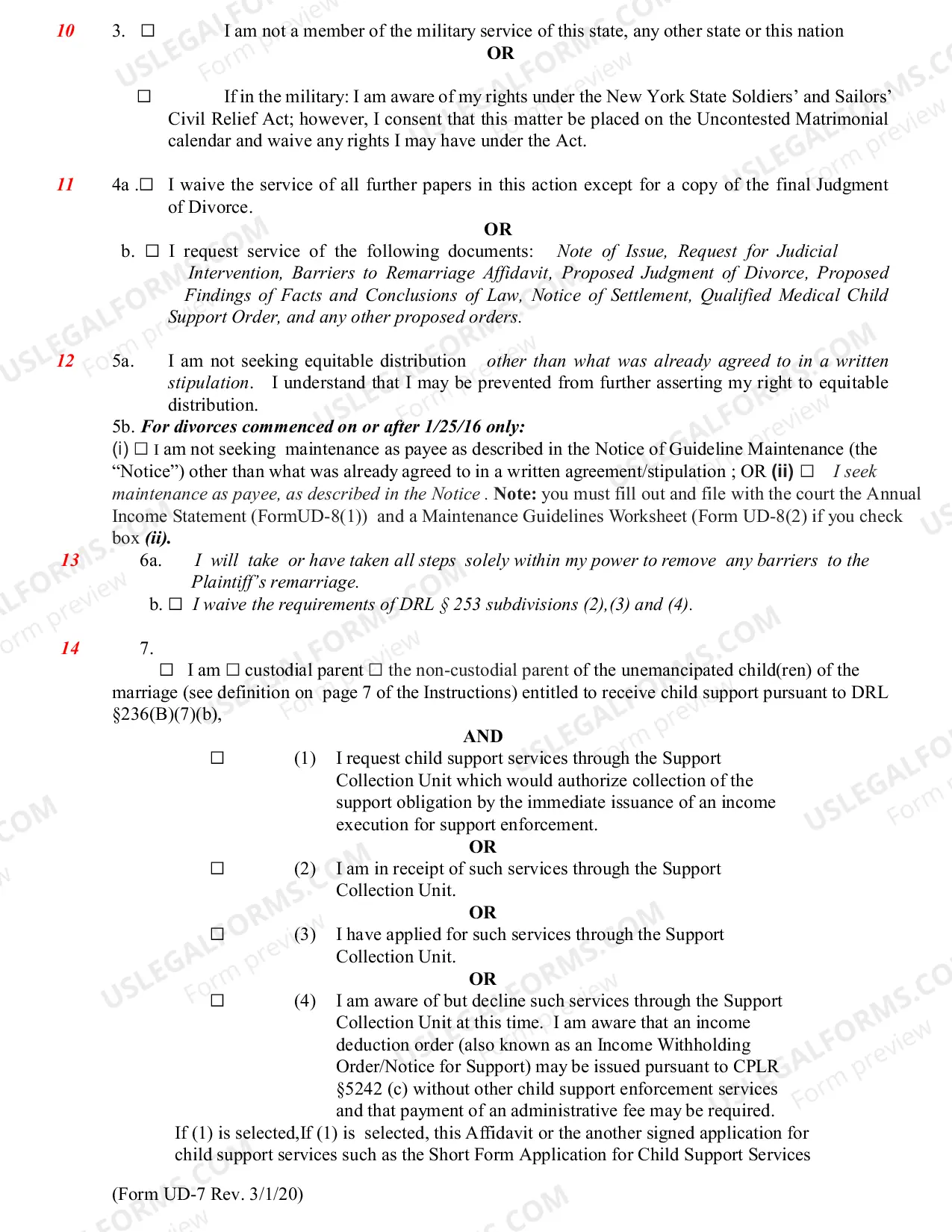 Preview Affidavit of Defendant In Action For Divorce