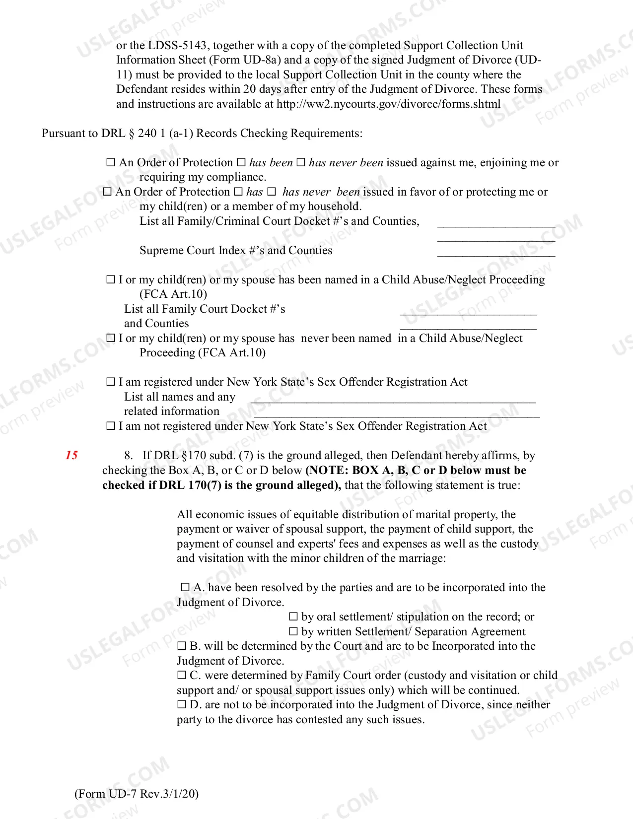 Preview Affidavit of Defendant In Action For Divorce