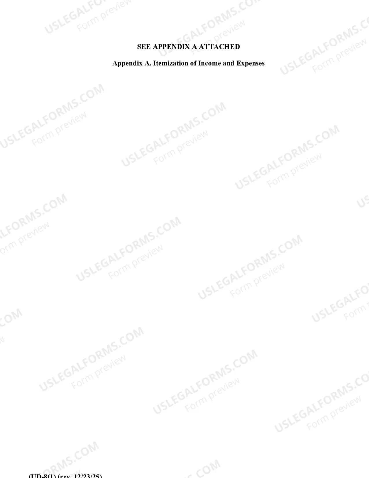 Preview Annual Income Worksheet (UD-8(1))