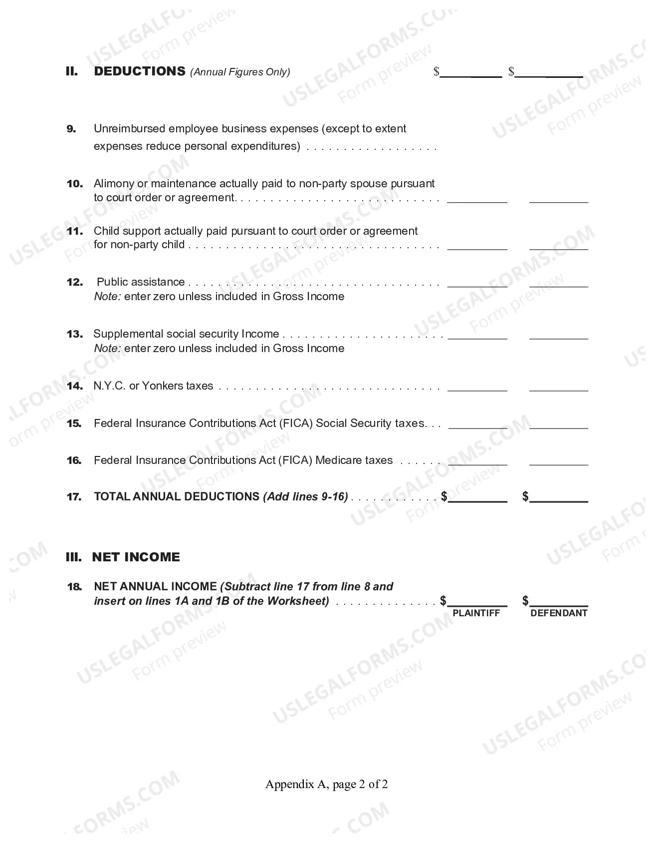 Preview Annual Income Worksheet (UD-8(1))