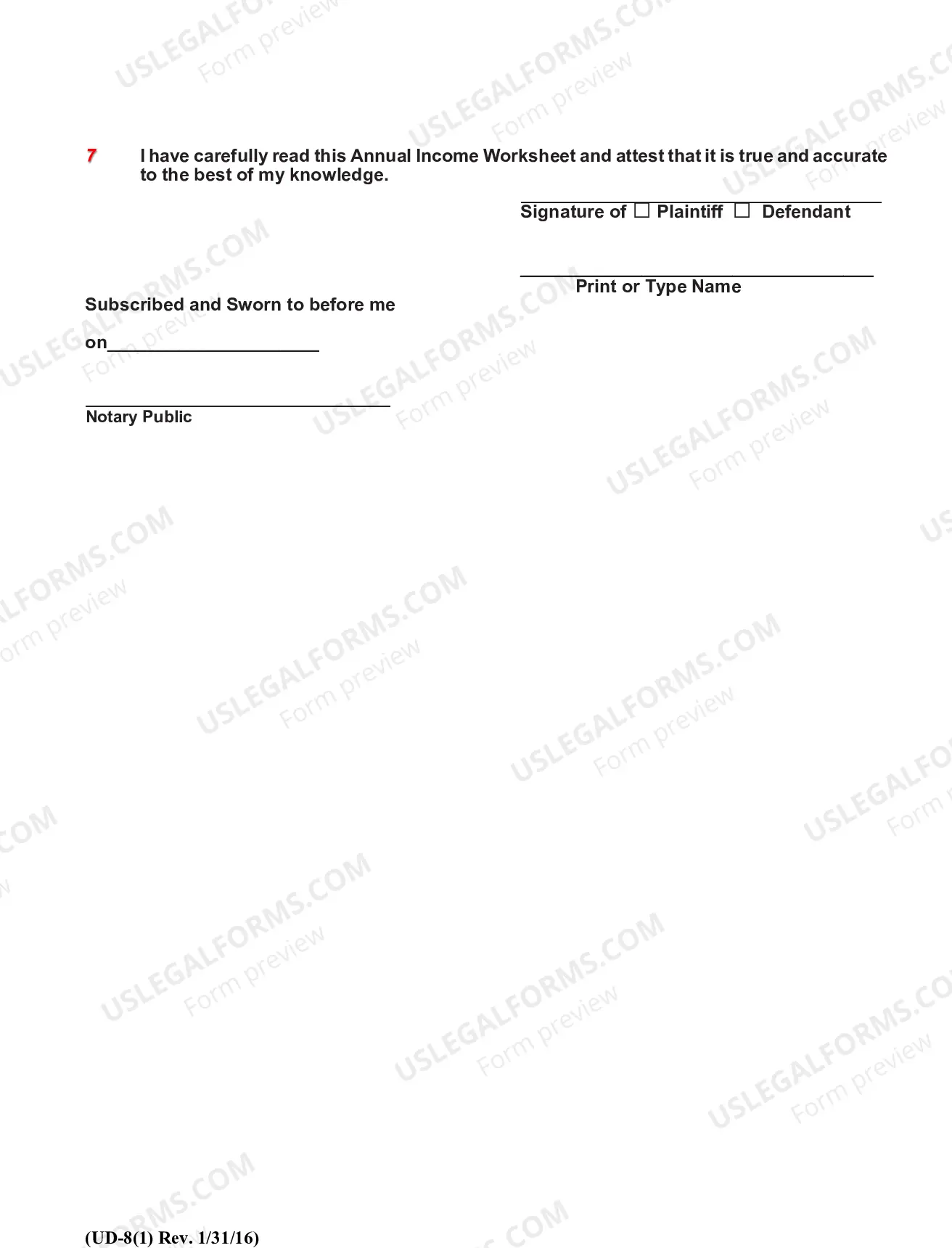 Preview Annual Income Worksheet