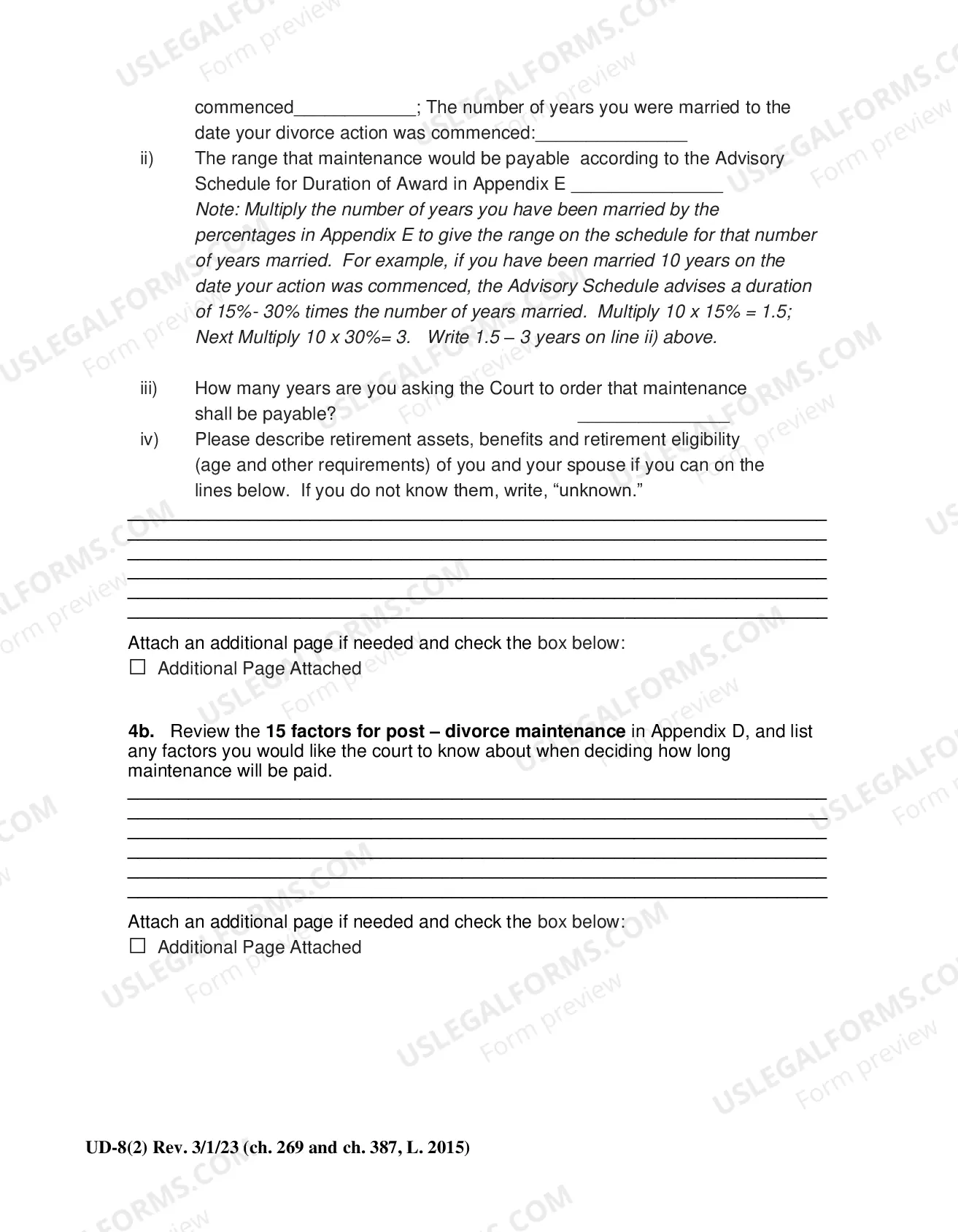 Preview Maintenance Guidelines Worksheet (UD-8(2))