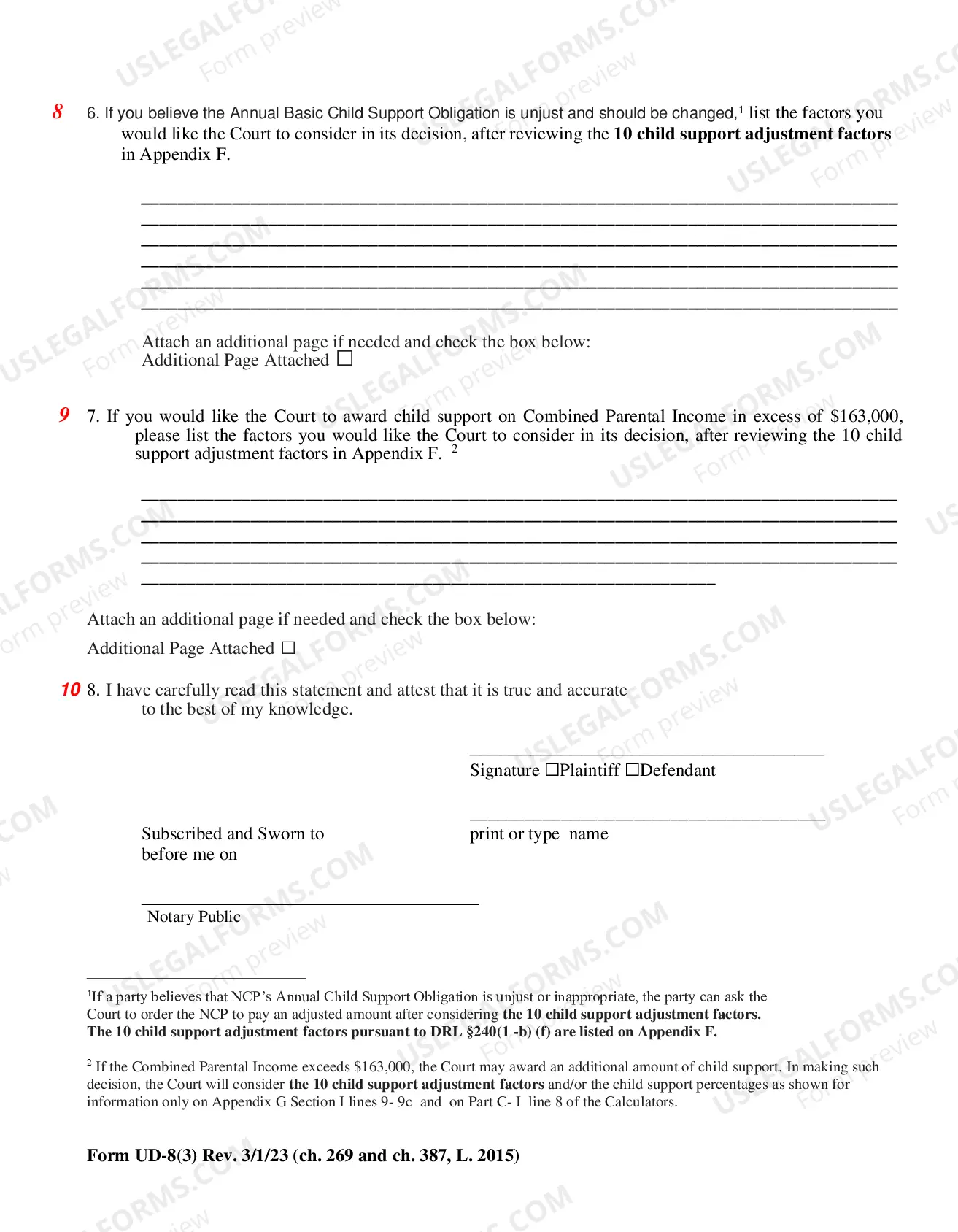 Preview Child Support Worksheet (form UD-8-(3))