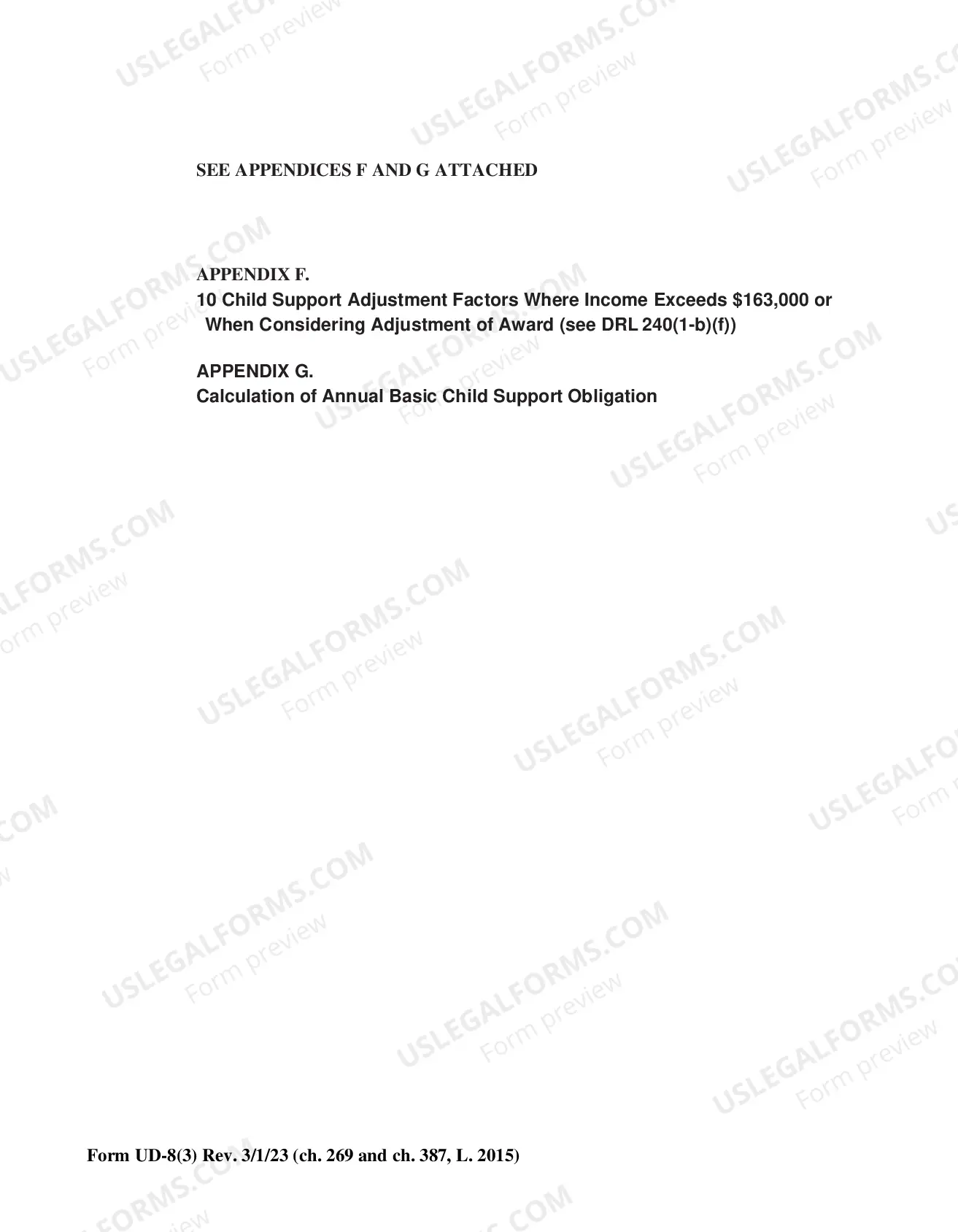 Preview Child Support Worksheet (form UD-8-(3))
