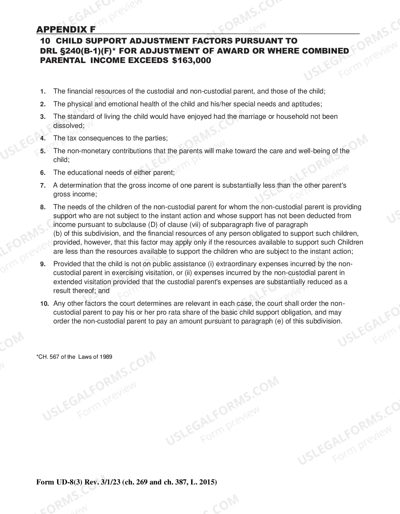 Preview Child Support Worksheet (form UD-8-(3))